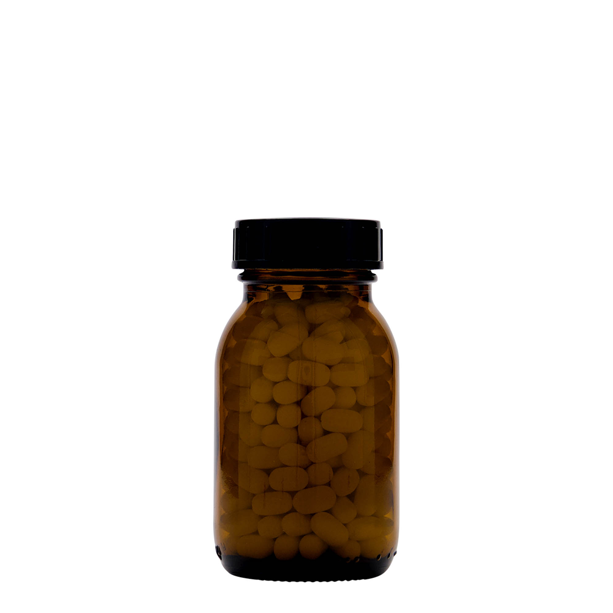 125 ml bredhalsglass, brunt, åpning: DIN 40