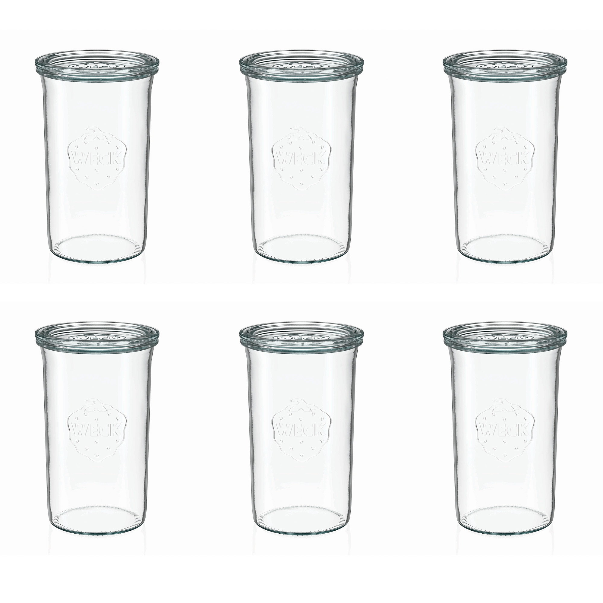 6x 1000 ml WECK-sylteglass av terrintype med glasslokk RR 100
