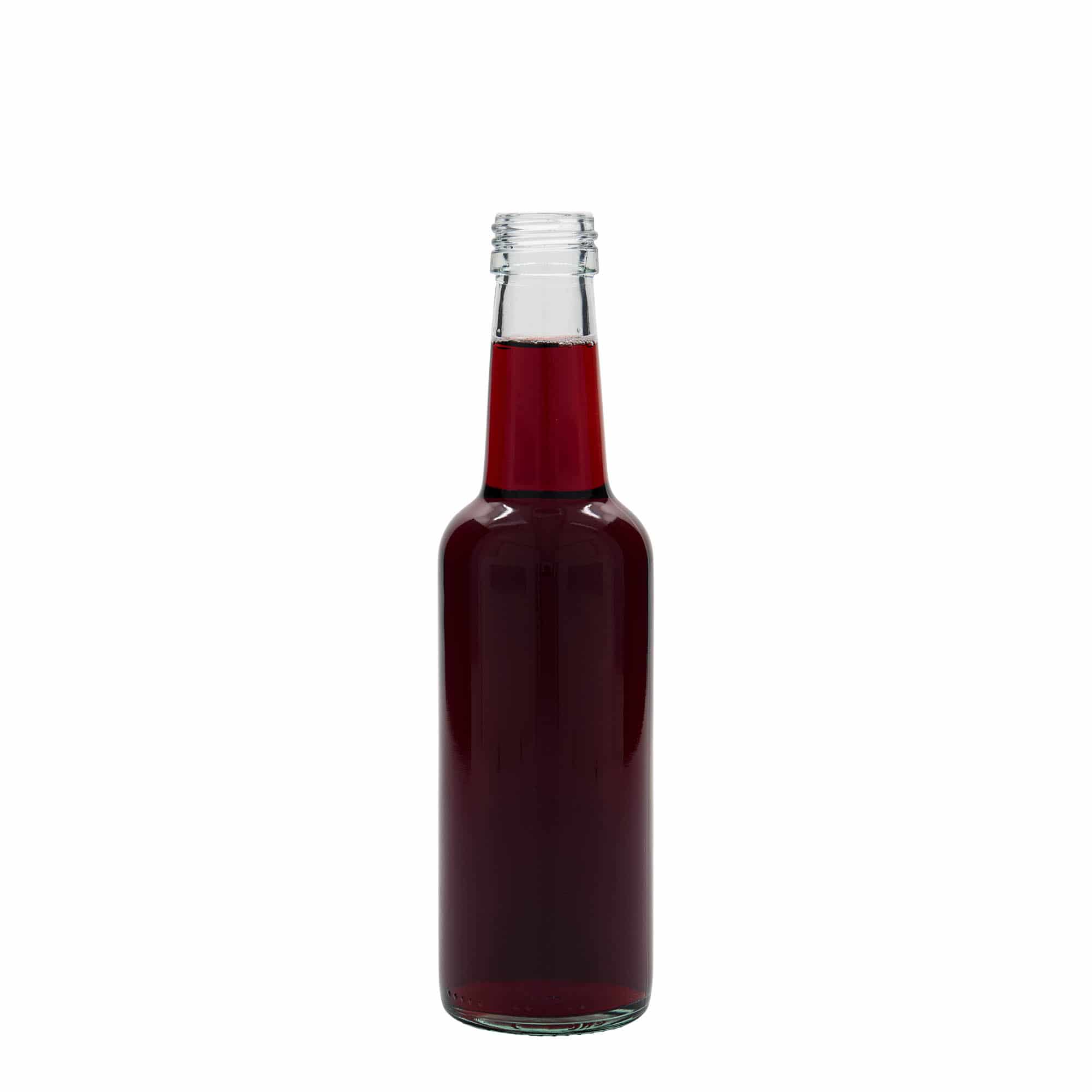 250 ml glassflaske rett hals, åpning: PP 28