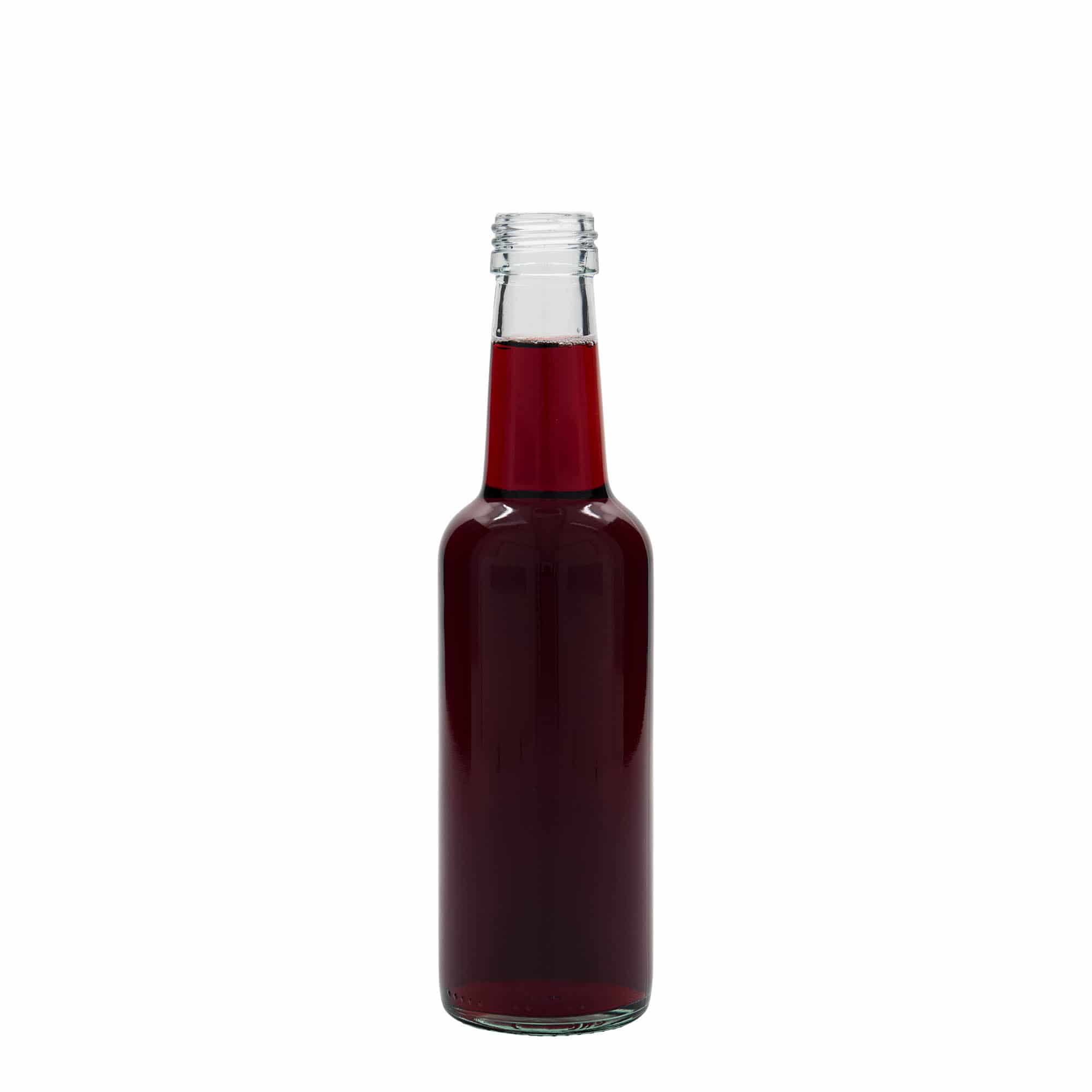 250 ml glassflaske med rett hals, åpning: PP 28