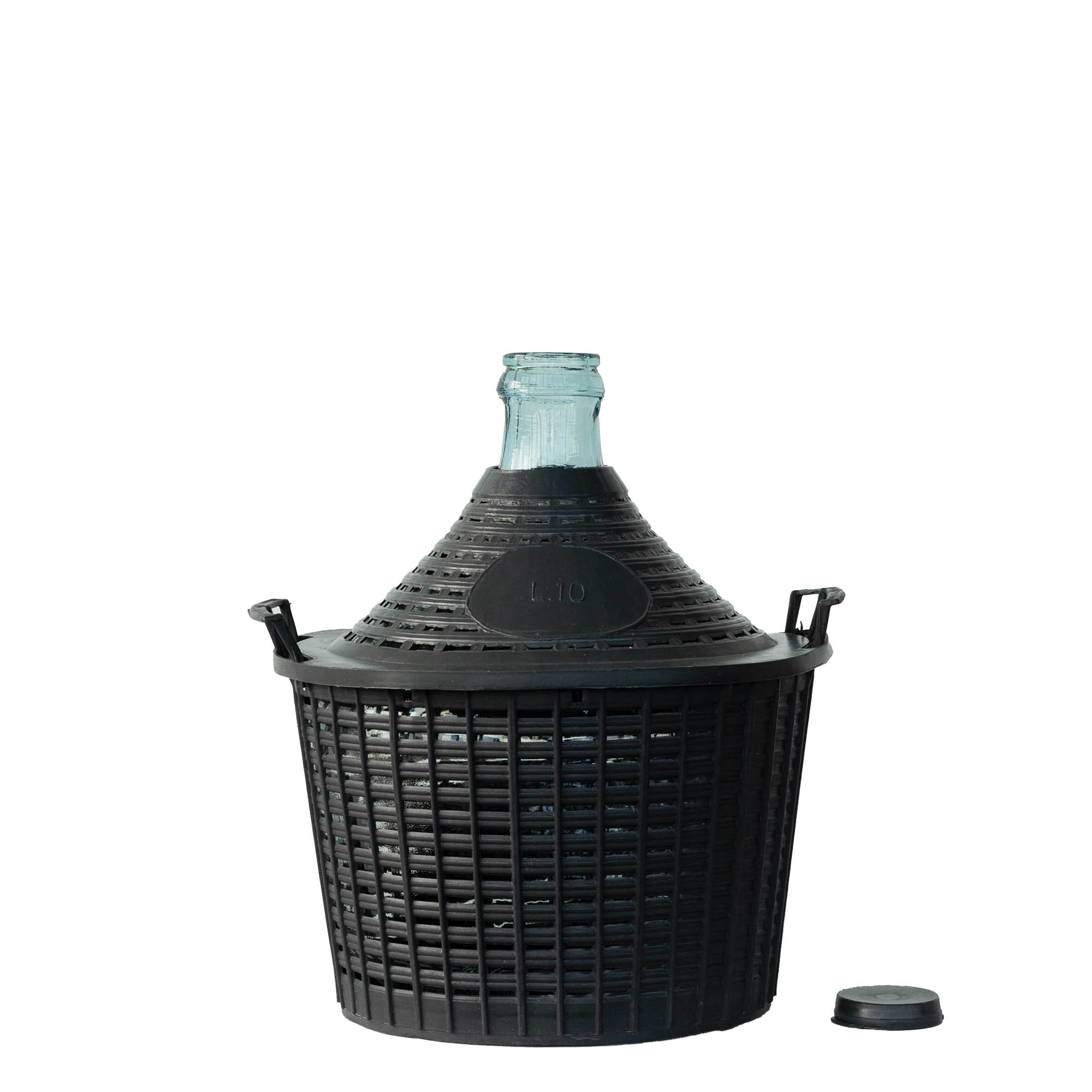 10 l ballongflaske med trang hals, glass, åpning: påleggslokk 10 l ballongflaske med trang hals, glass, åpning: påleggslokk