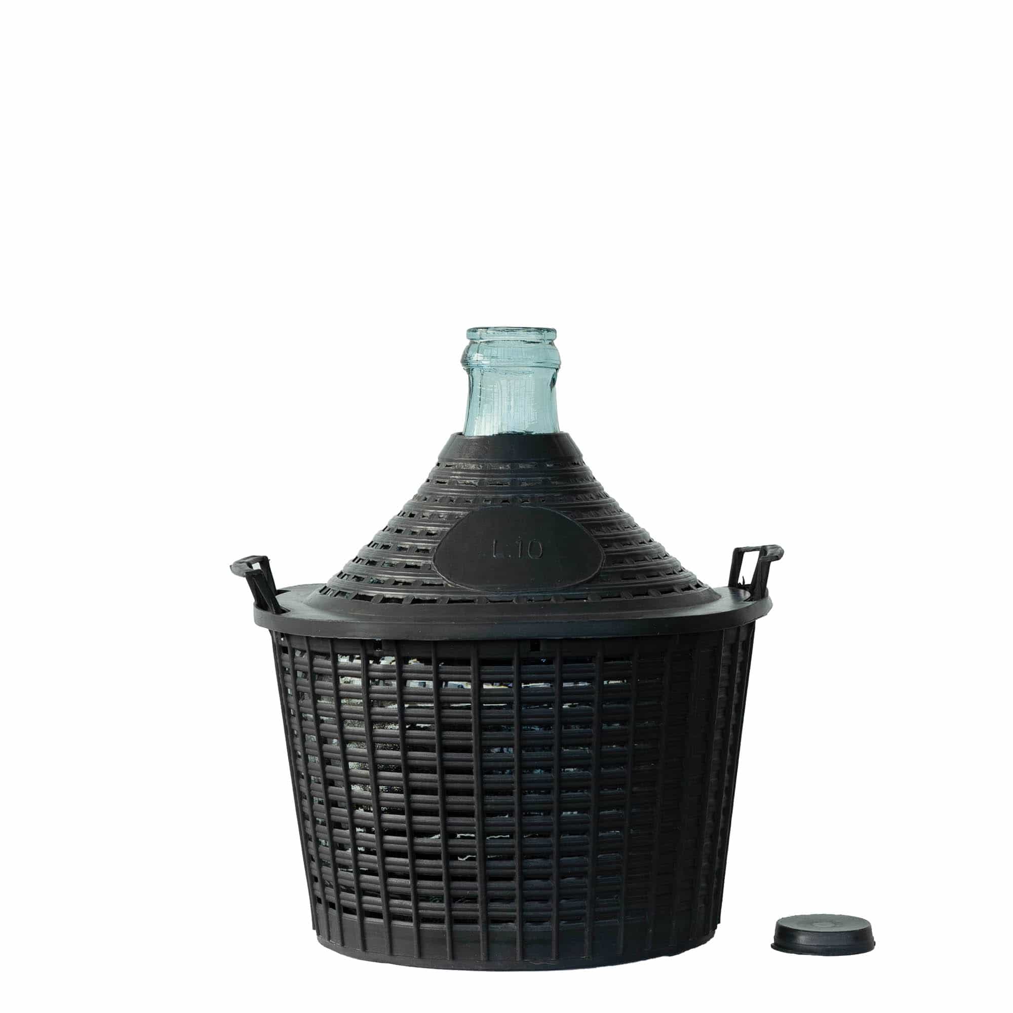 10 l ballongflaske med trang hals, glass, åpning: påleggslokk