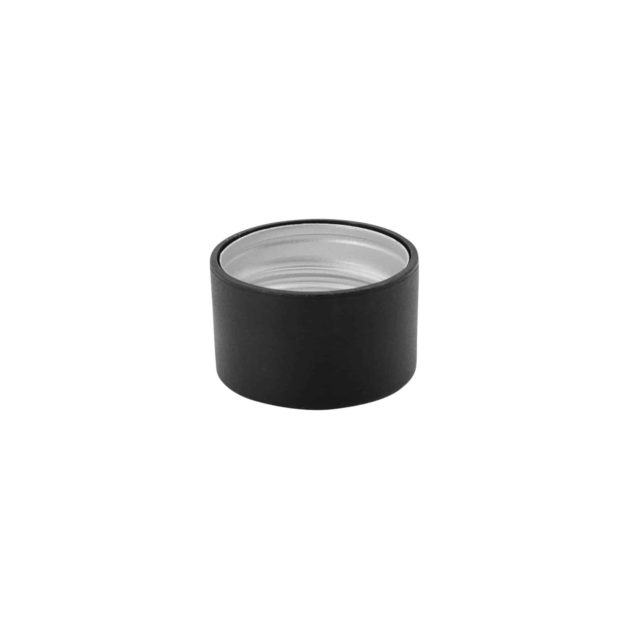 Skrukork, metall-plast, svart, for åpning: PP 28