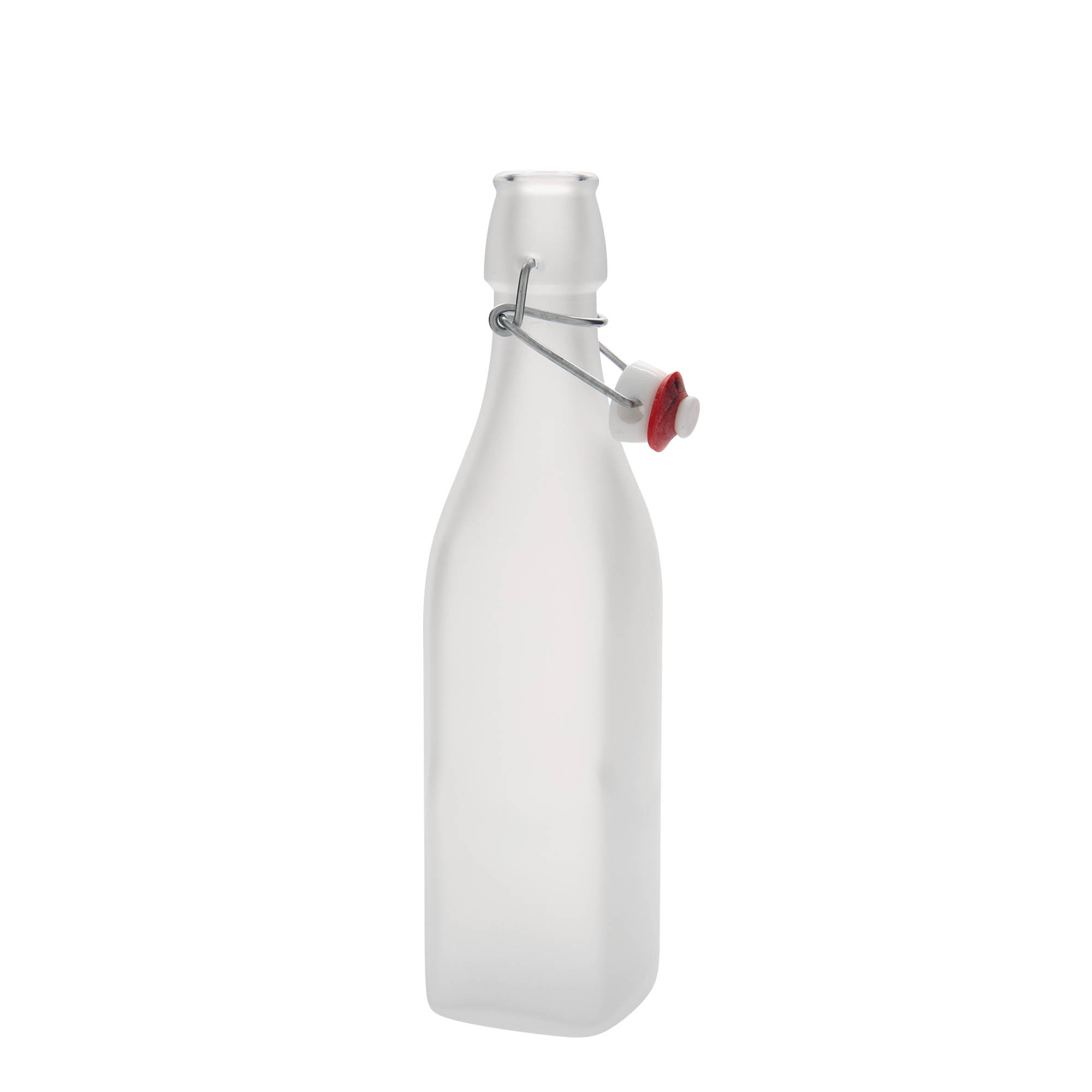 500 ml glassflaske 'Swing, firkantet, hvit, åpning: hengslet lukking