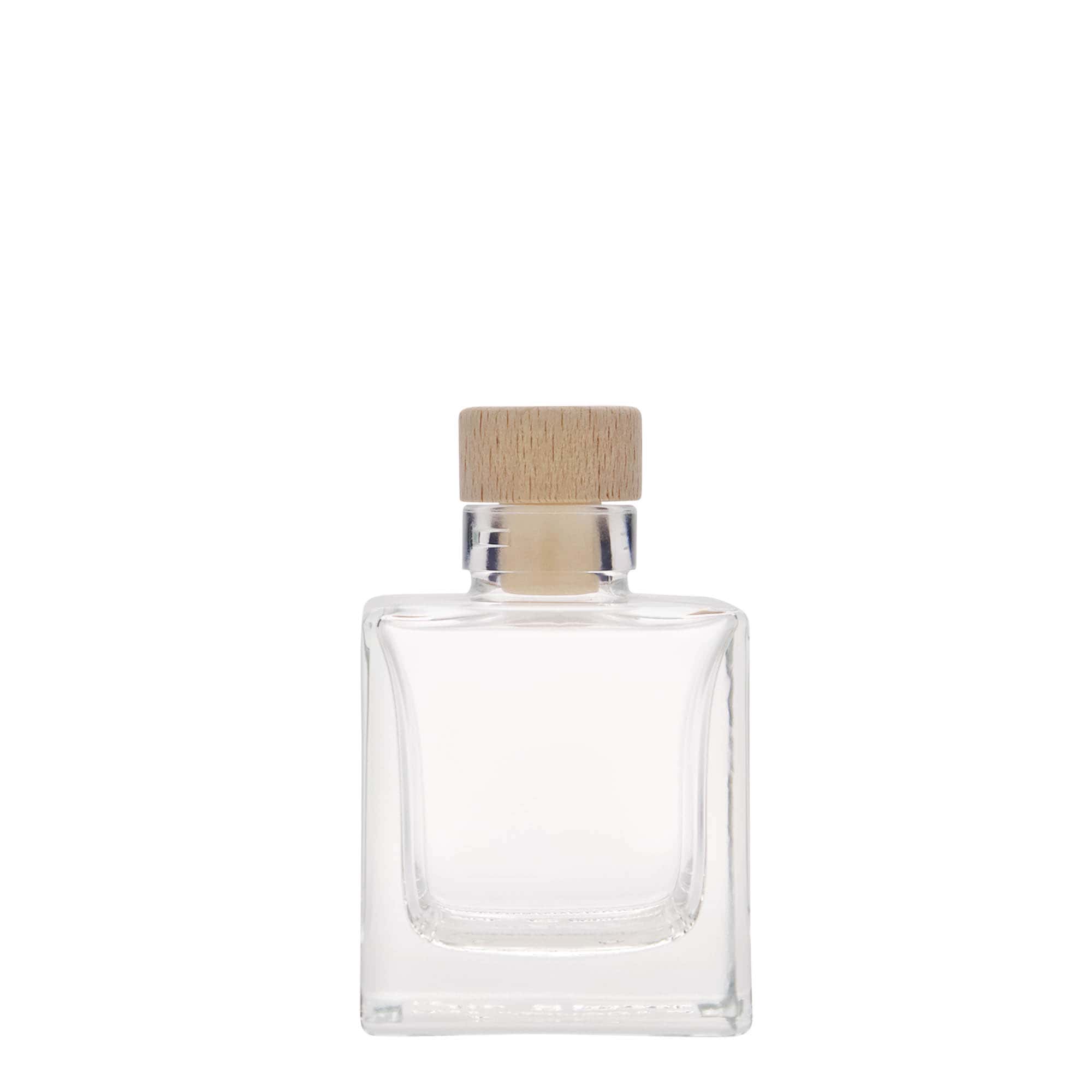 100 ml glassflaske 'Cube', firkantet, åpning: kork