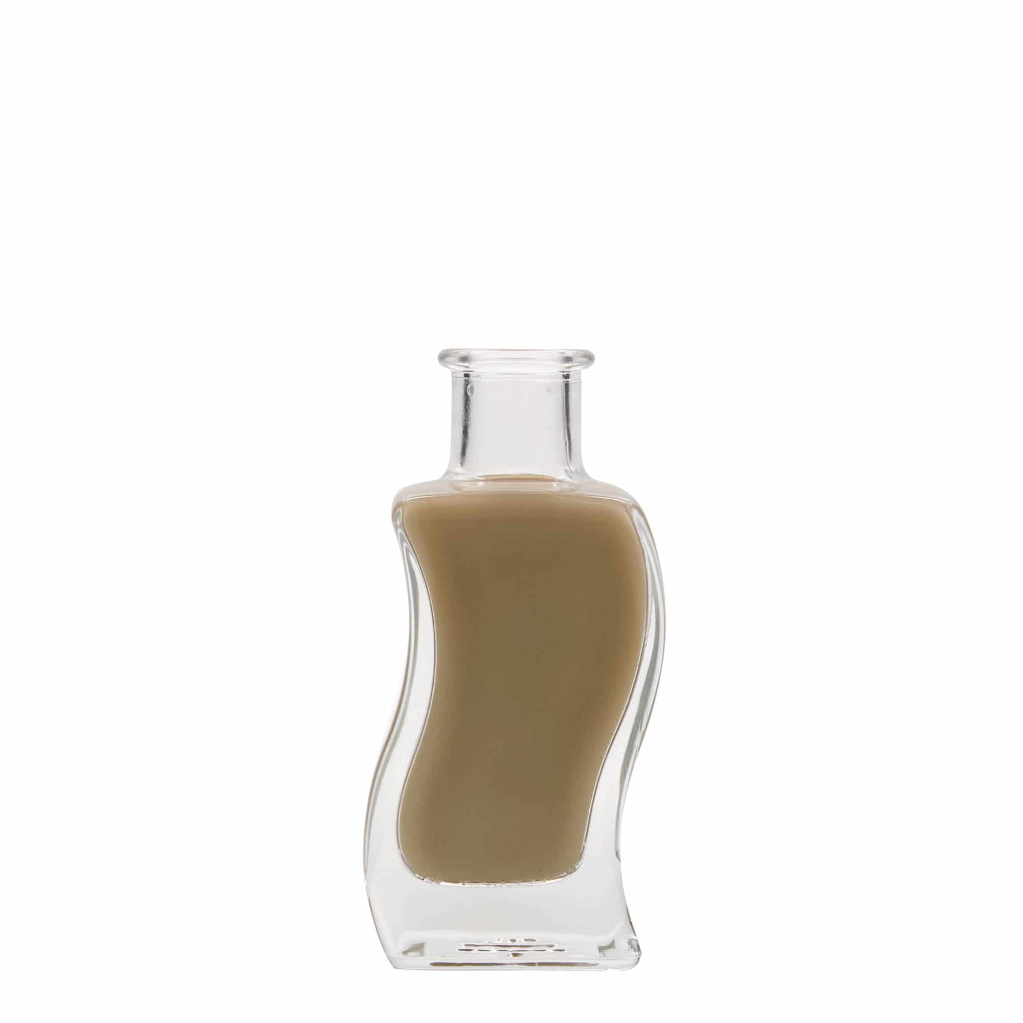 100 ml glassflaske "Bølge", kvadratisk, åpning: Kork