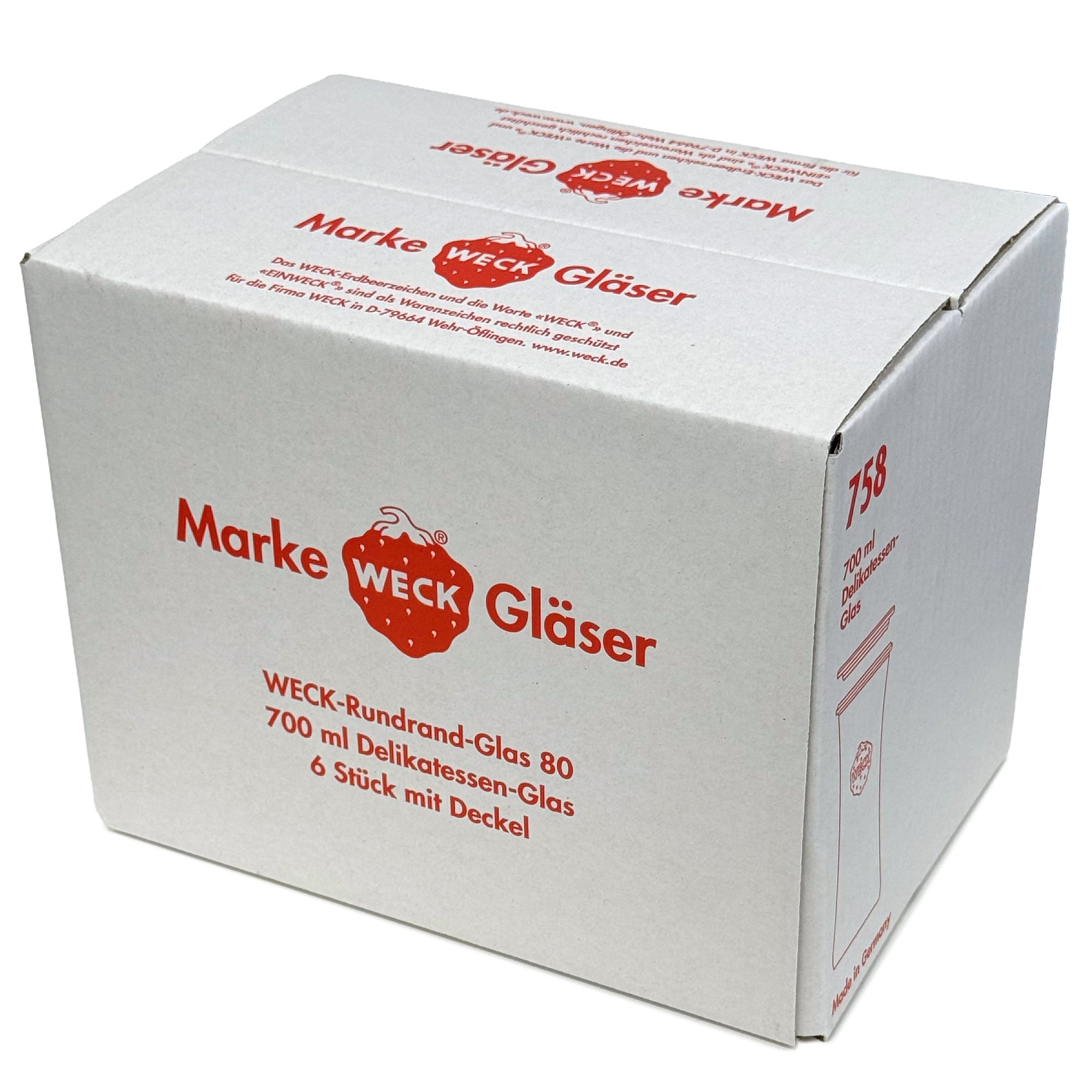 6x 730 ml WECK-gourmetglass med glasslokk RR 80