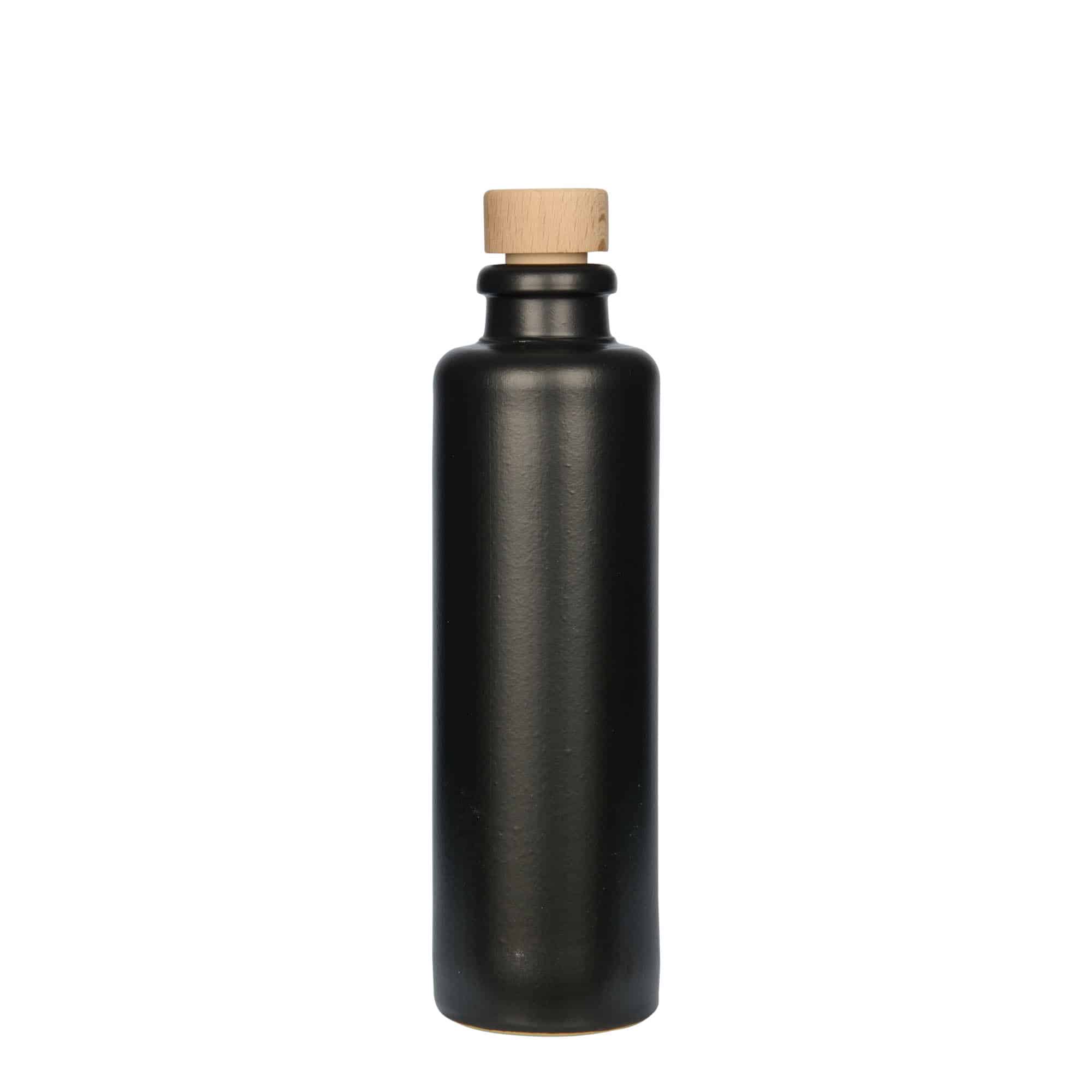 200 ml leirkrus, steintøy, svart, åpning: Kork