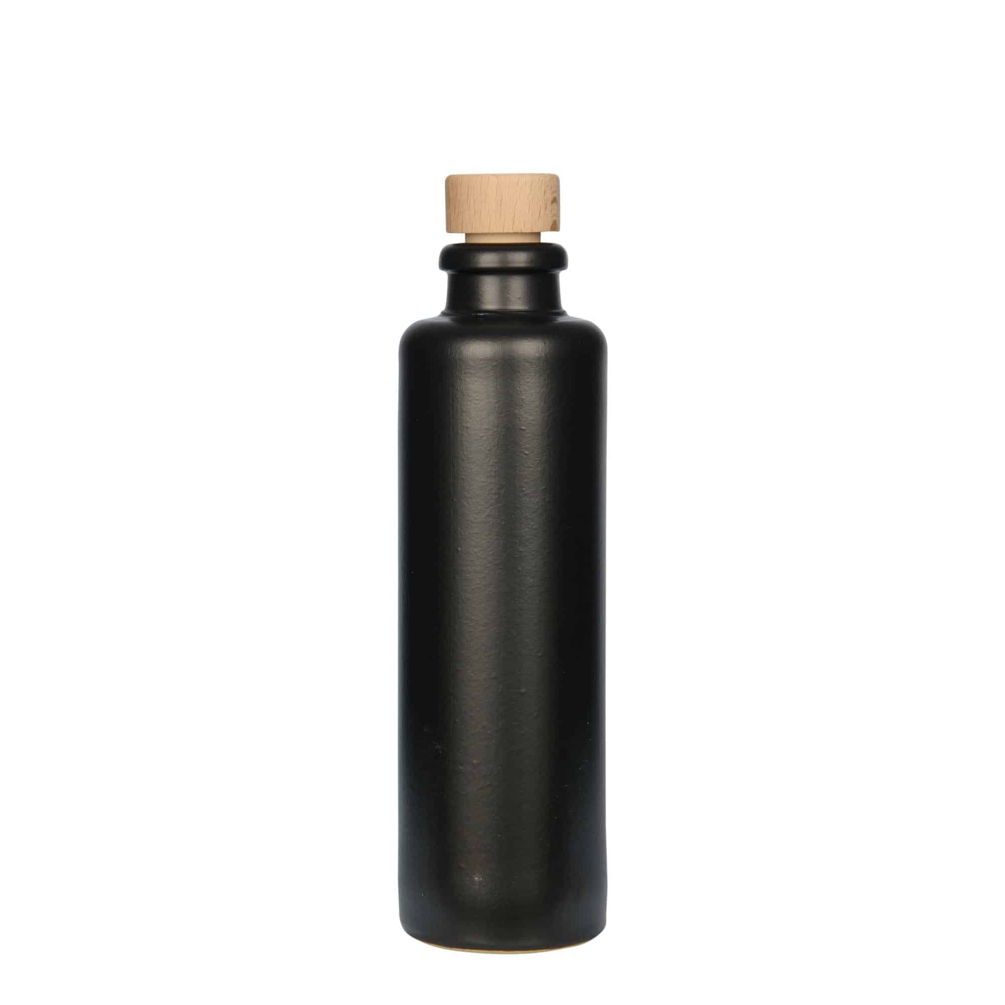 200 ml tonkrukke, steingods, svart, åpning: kork