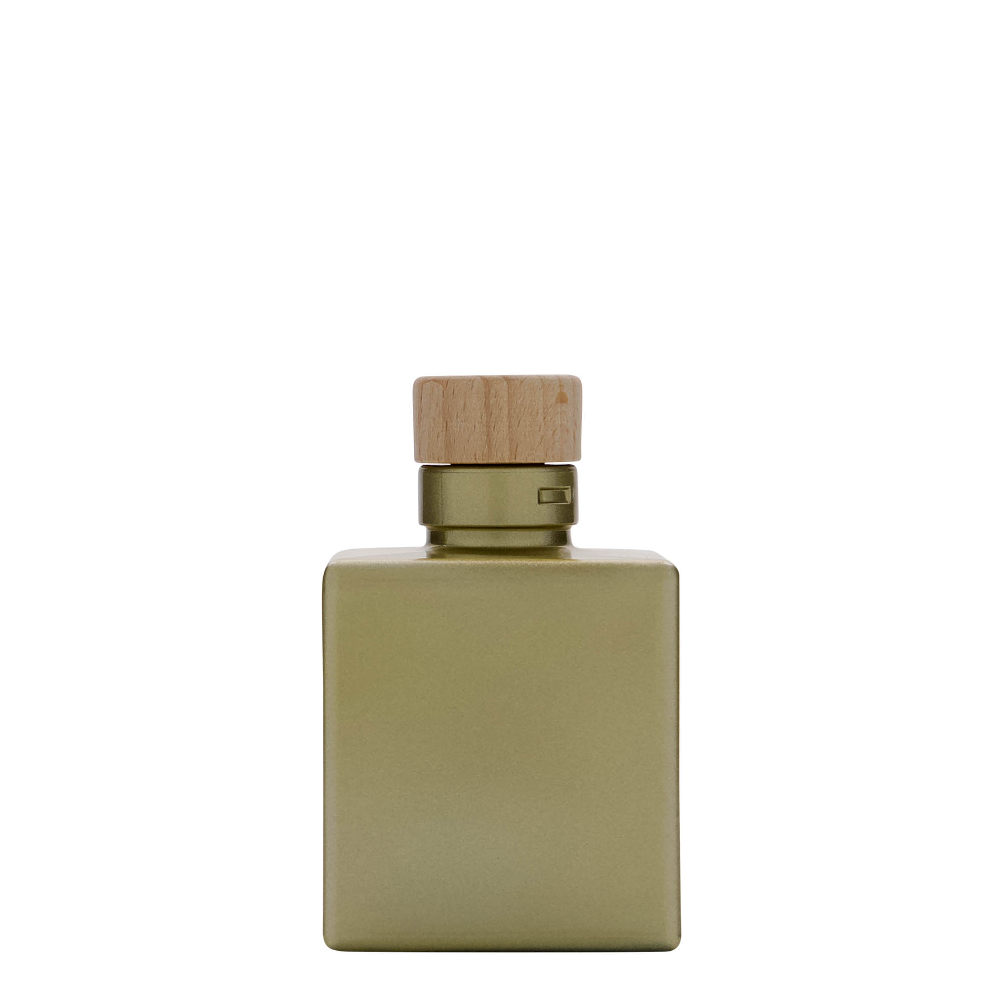 100 ml glassflaske 'Cube', firkantet, gull, åpning: kork