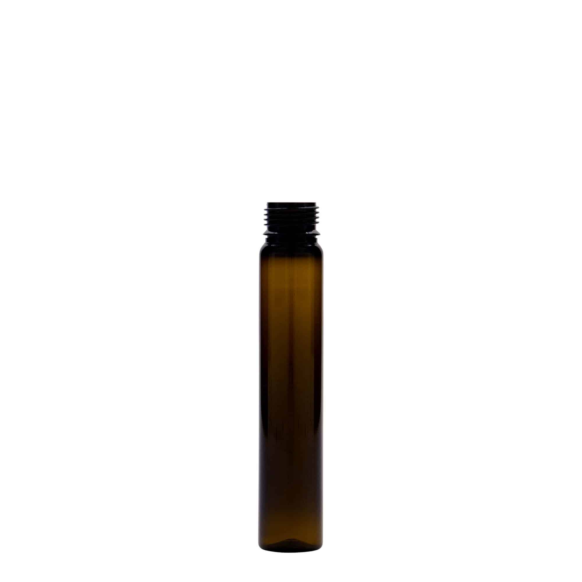 25 ml PET-rør, plast, brun, åpning: skrukork