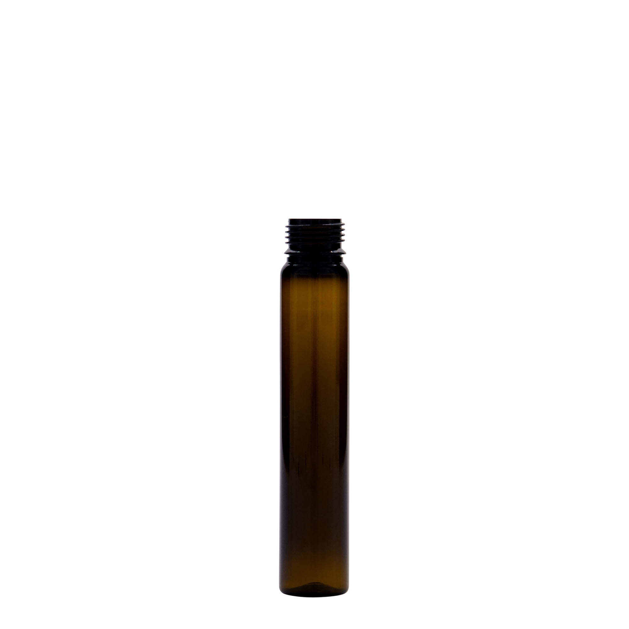 25 ml PET-rør, plast, brun, åpning: skrukork