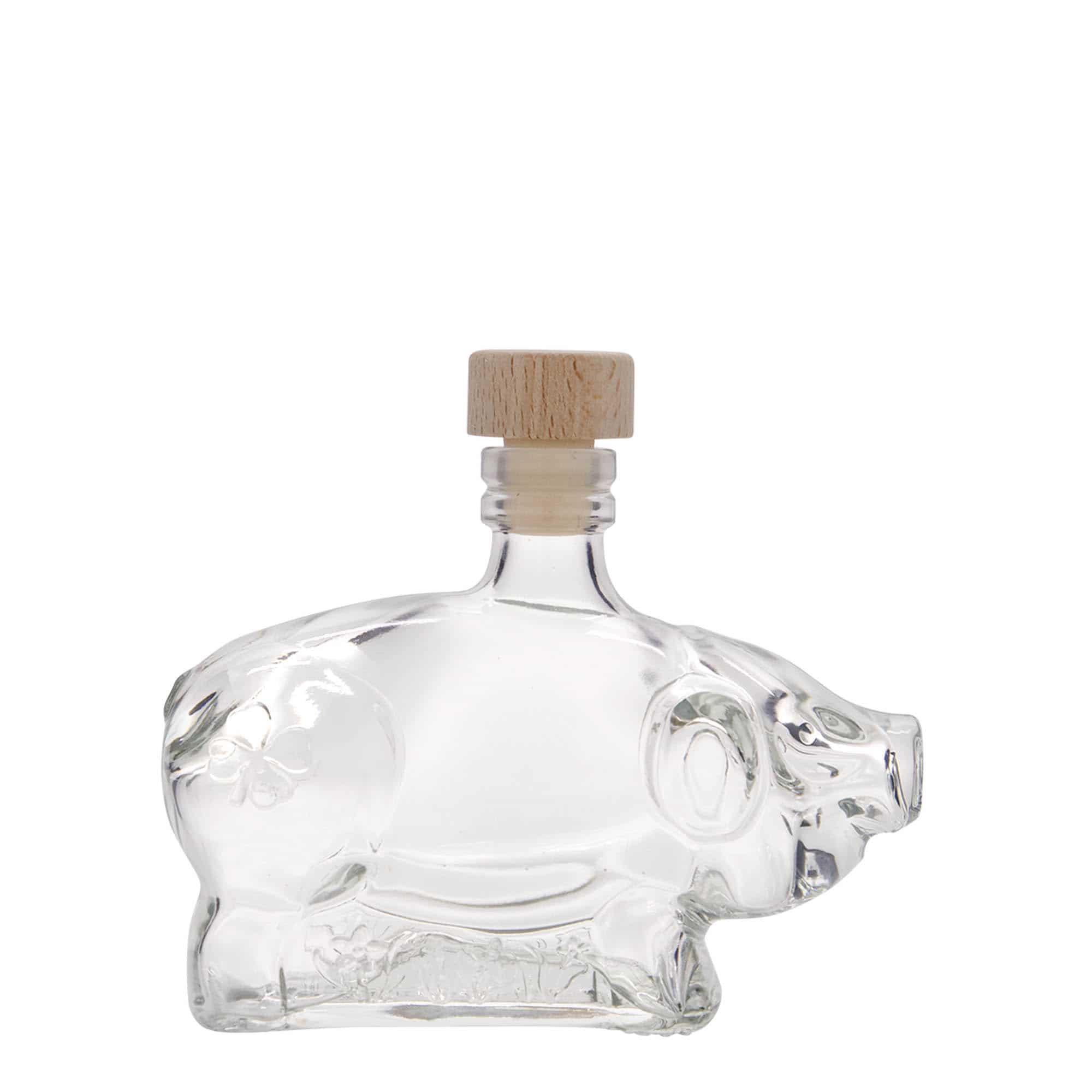 200 ml glassflaske "Heldiggris", åpning: Kork