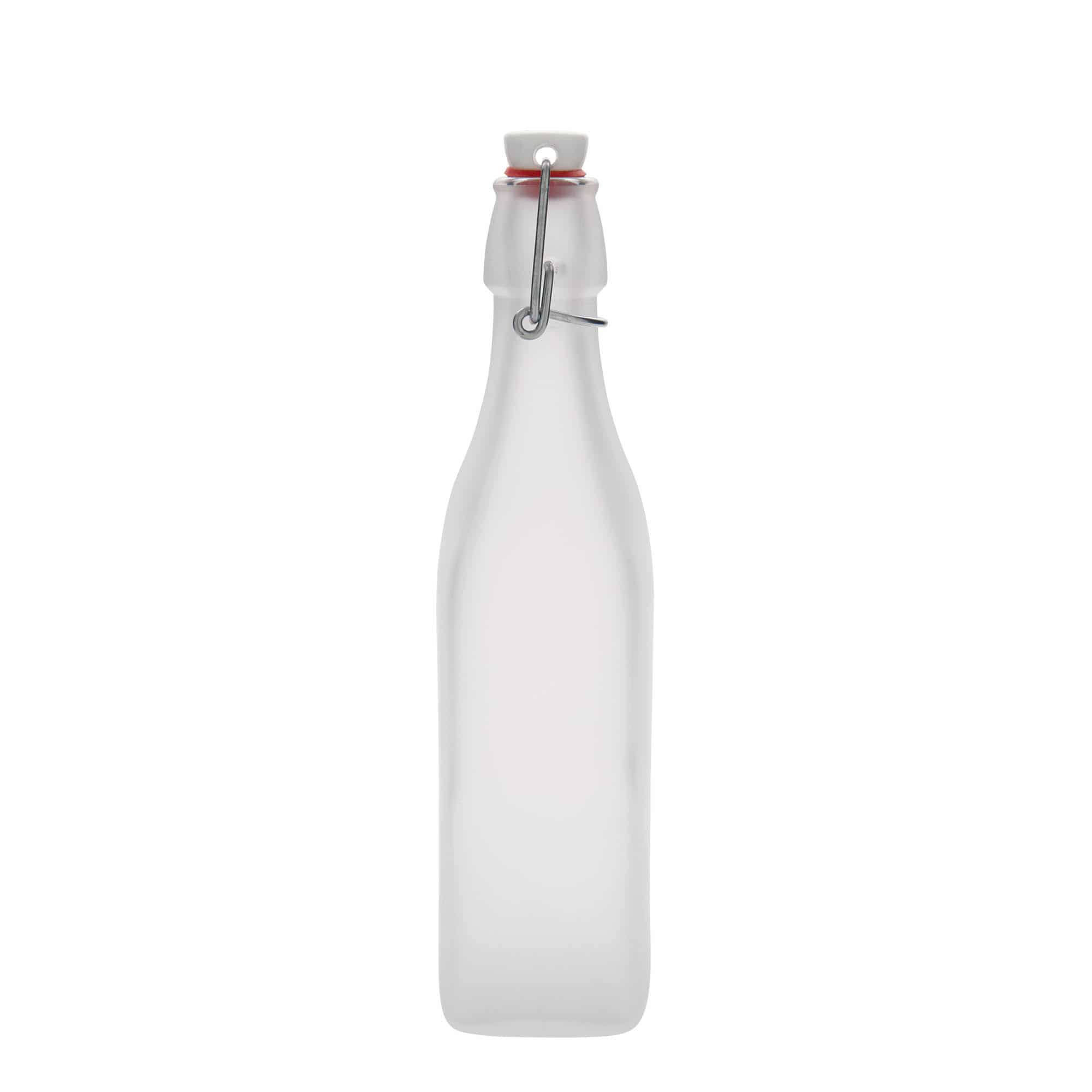 500 ml glassflaske "Swing, kvadratisk, hvit, åpning: Bøylelokk 500 ml glassflaske "Swing, kvadratisk, hvit, åpning: Bøylelokk