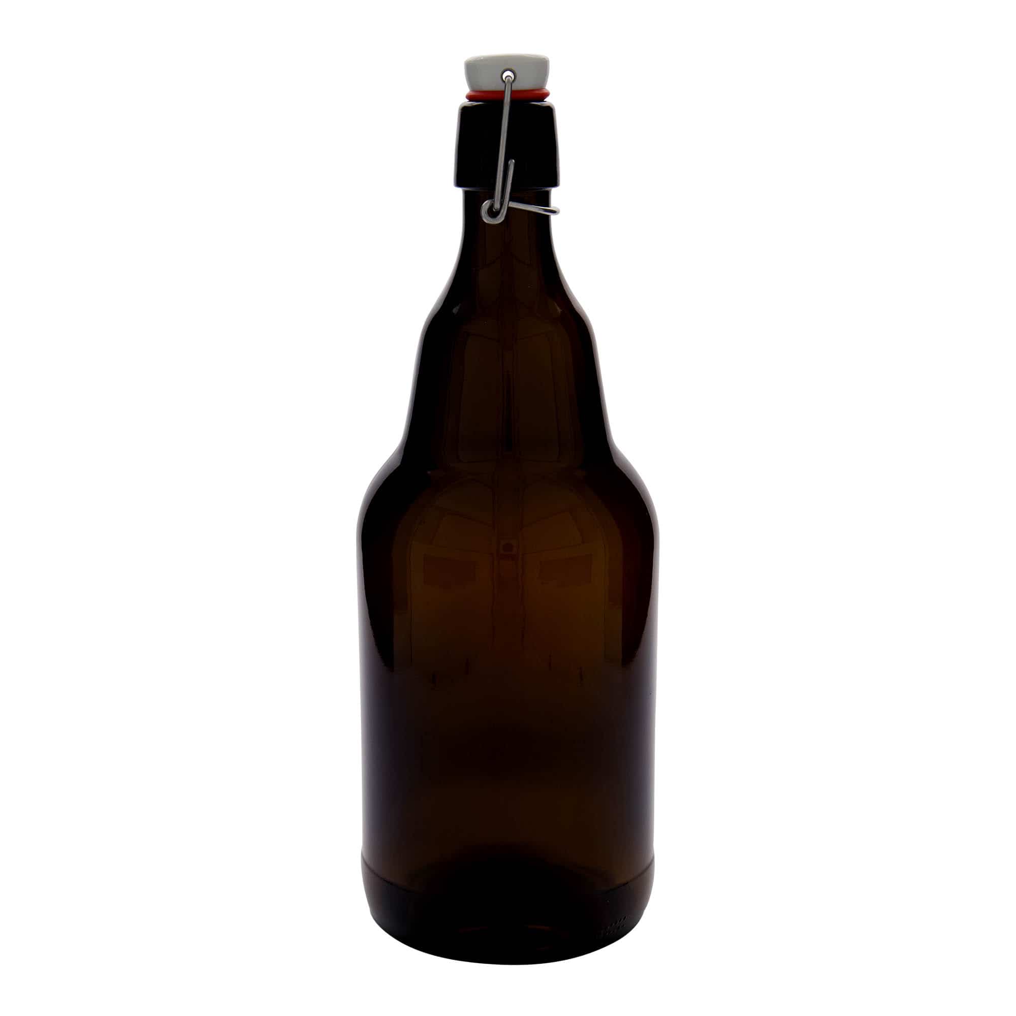 2000 ml ølflaske, glass, brun, åpning: Bøylelokk