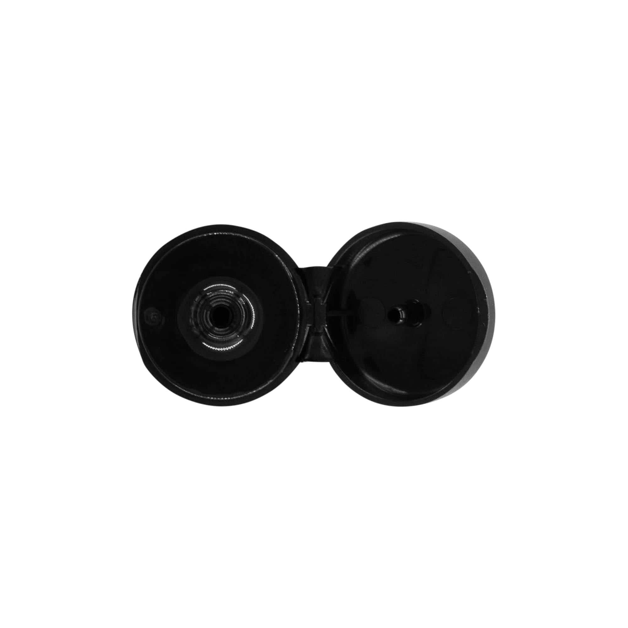 Skrukork med hengsel, PP-plast, svart, for åpning: 20/410