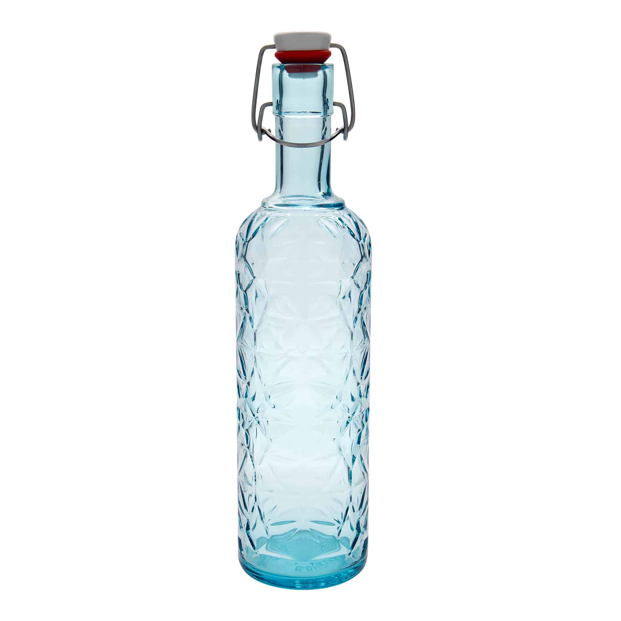 1000 ml glassflaske "Oriente", asurblå, åpning: Bøylelokk