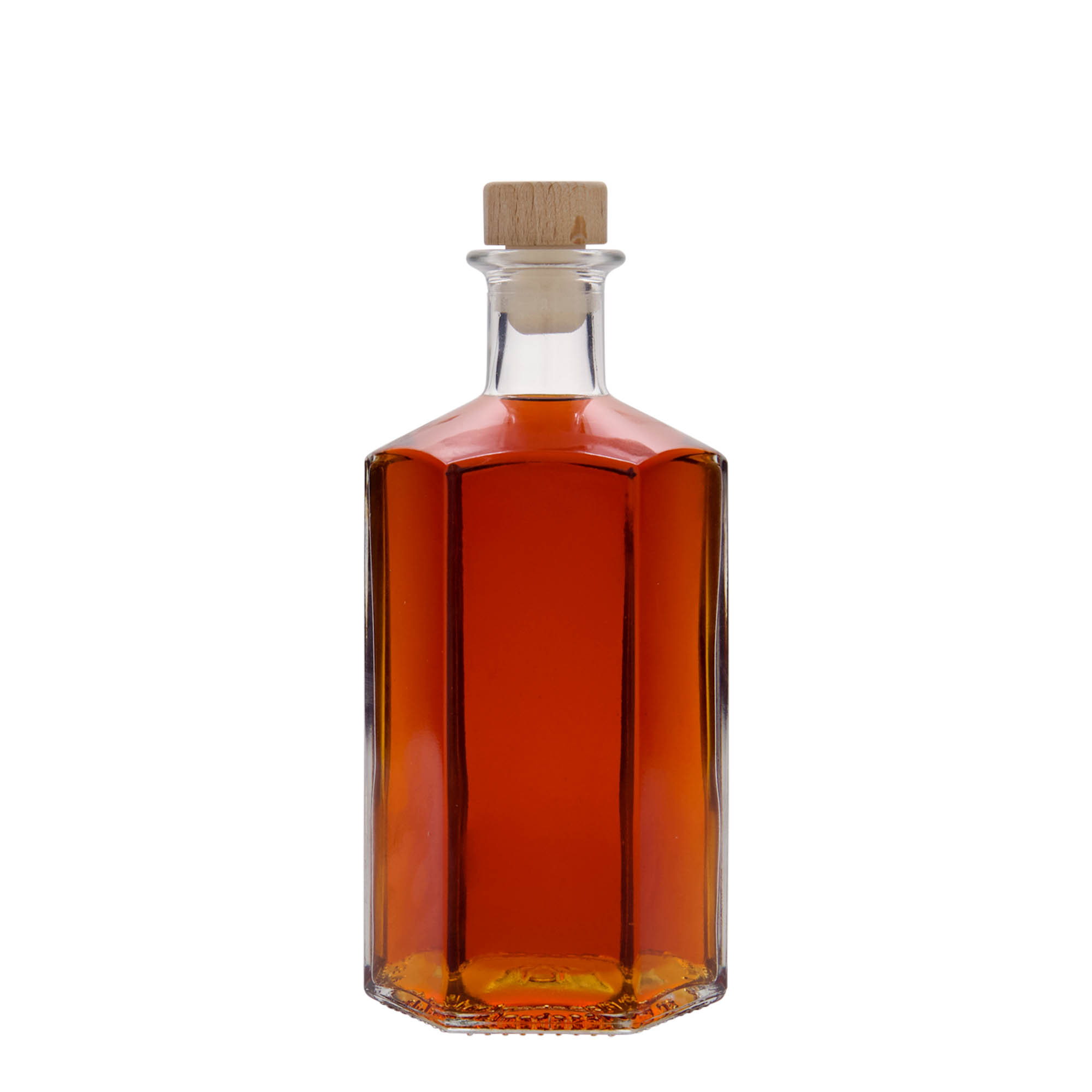 500 ml glassflaske apoteker 'Jimmy', sekskantet, åpning: kork