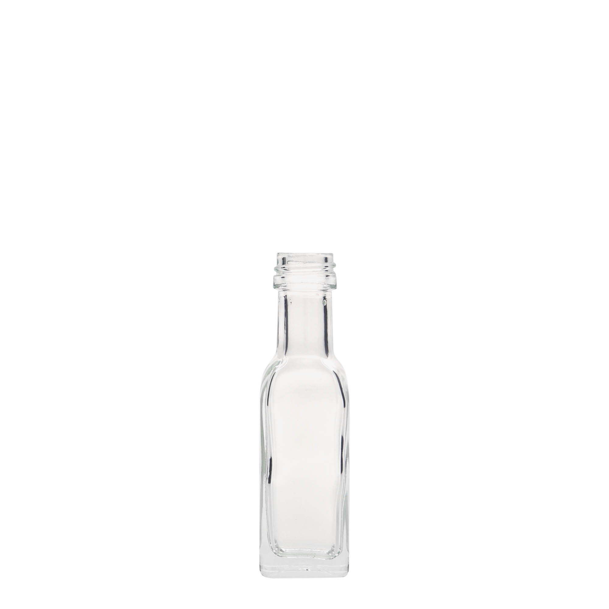 20 ml glassflaske 'Marasca', firkantet, åpning: PP 18 20 ml glassflaske 'Marasca', firkantet, åpning: PP 18