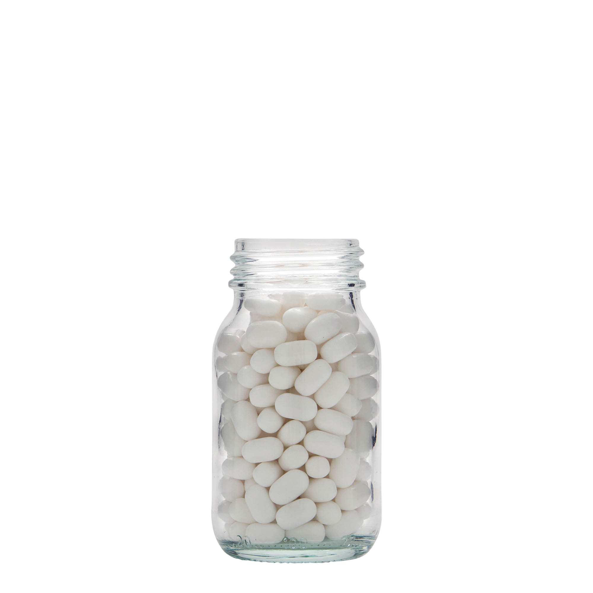100 ml vid hals glass, åpning: DIN 40