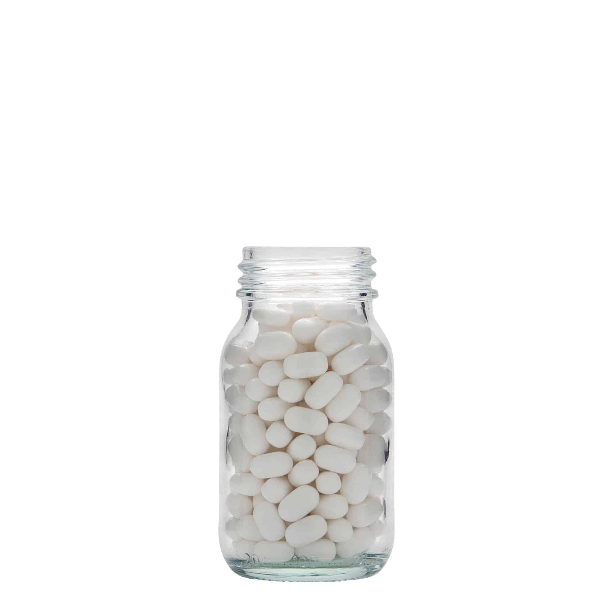 100 ml vid hals glass, åpning: DIN 40