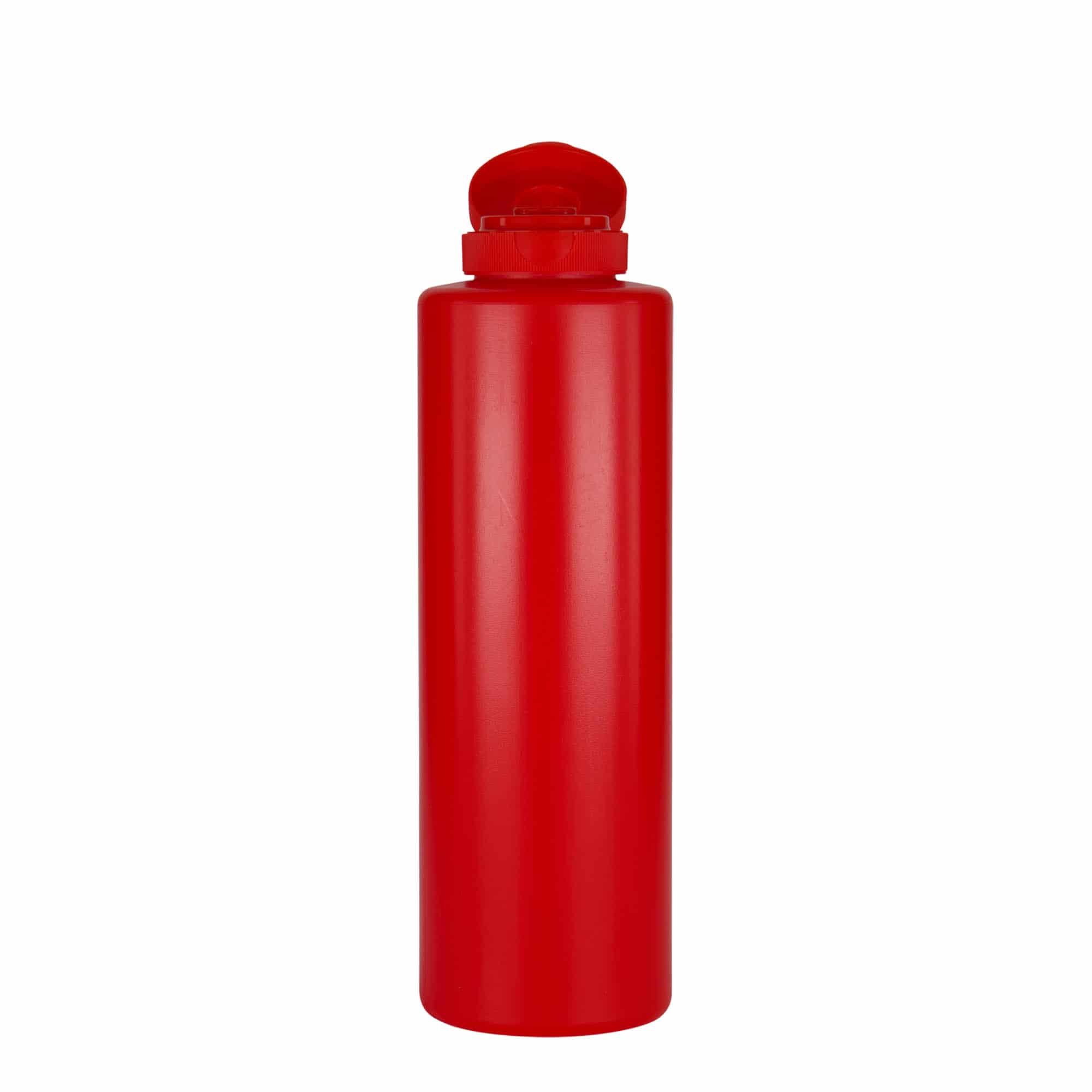 500 ml sausflaske, LDPE-plast, rød, åpning: GPI 38/400