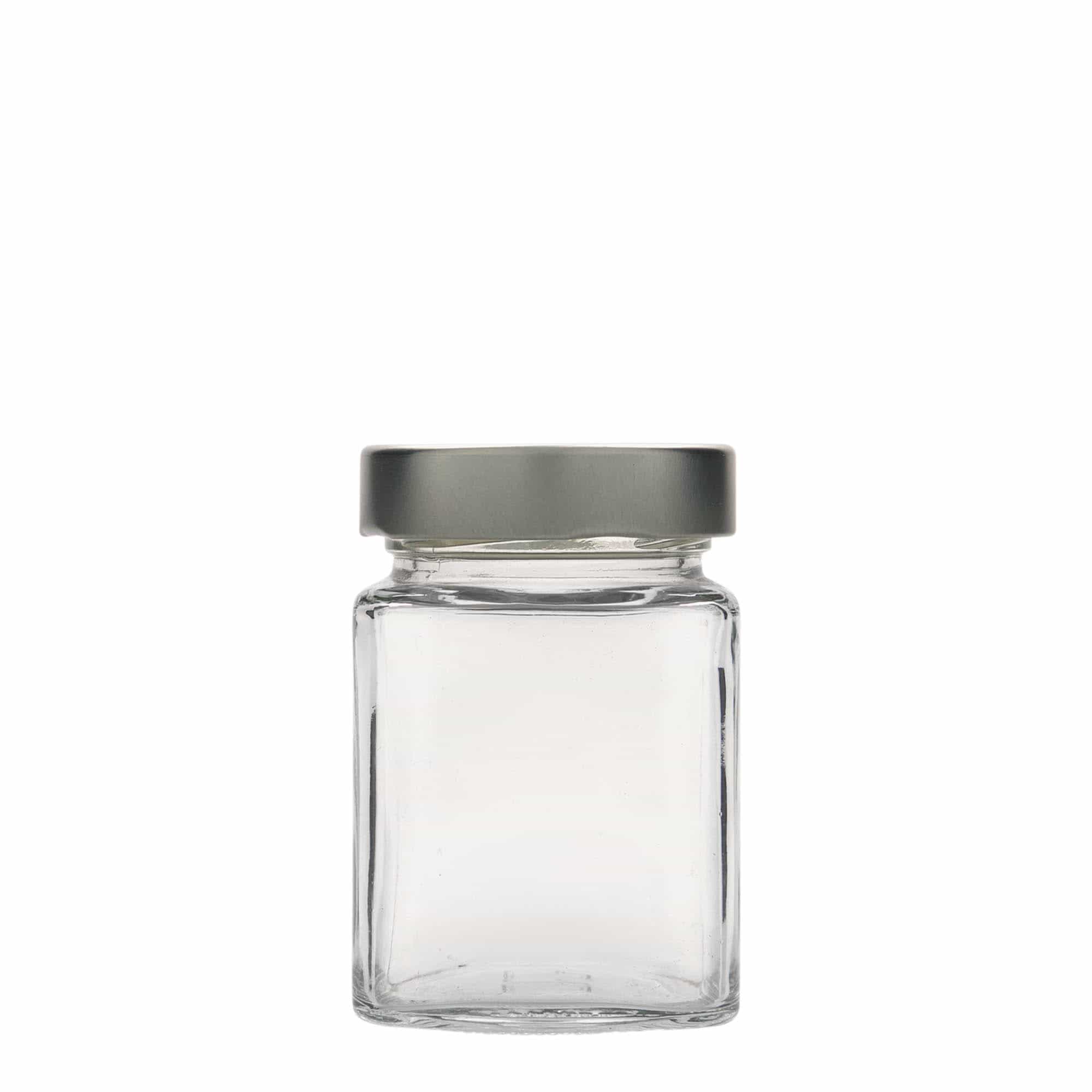 212 ml firkantet glass 'Funny', åpning: Deep-Twist-Off (DTO 58)