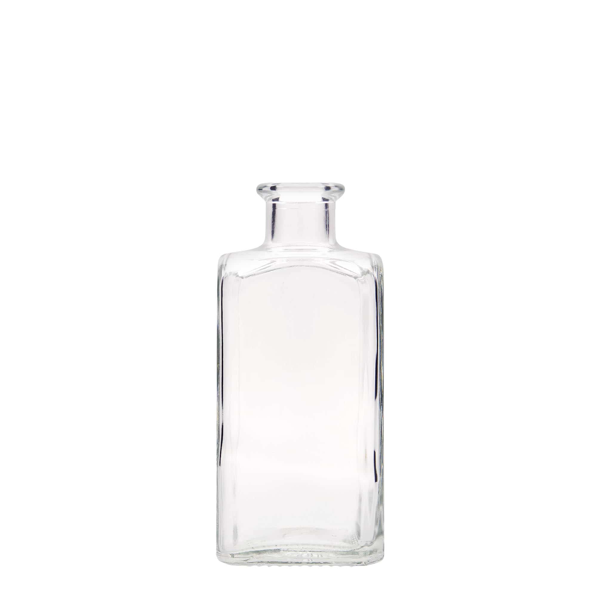 250 ml glassflaske Apotheker Carré, firkantet, åpning: kork