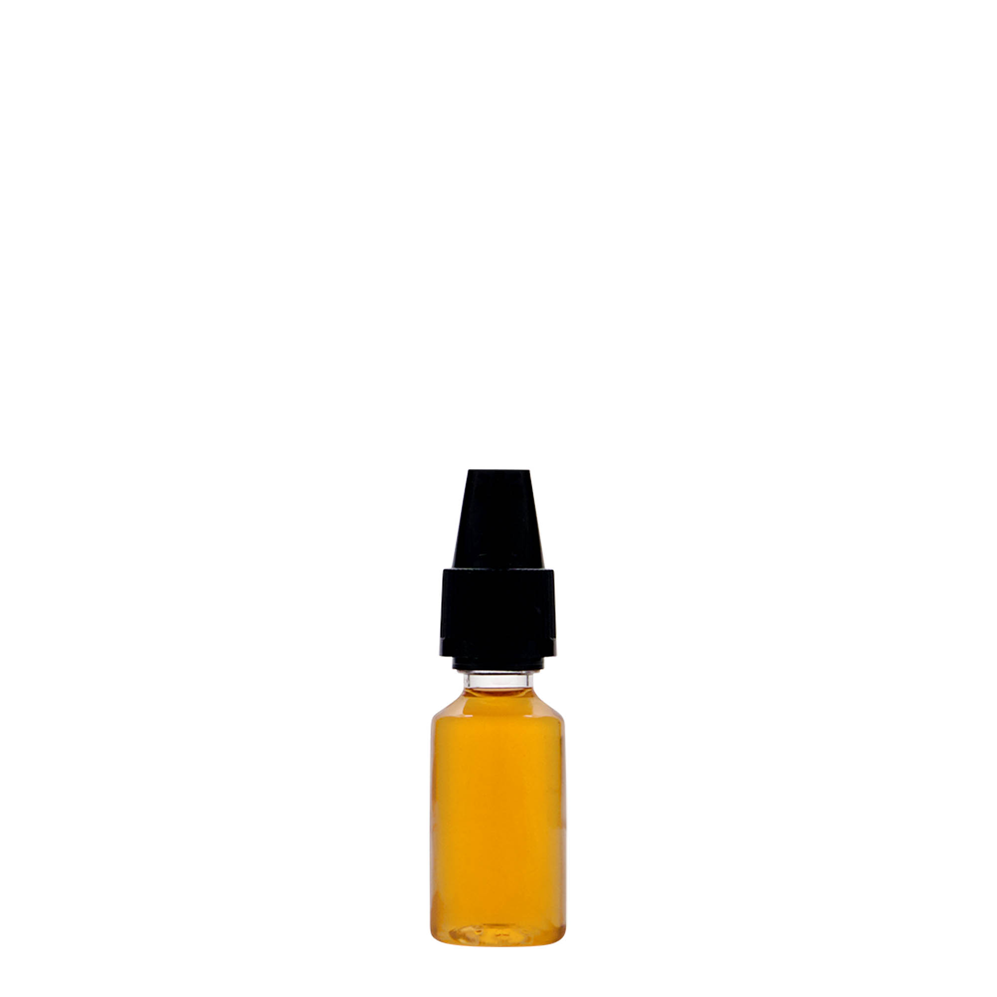 10 ml PET-flaske 'E-væske' med kvalitets- og barnesikring, plast, åpning: skrukork 10 ml PET-flaske 'E-væske' med kvalitets- og barnesikring, plast, åpning: skrukork