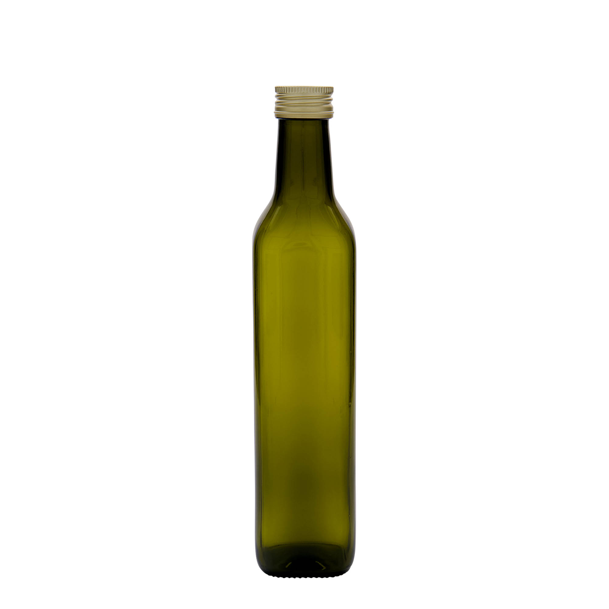500 ml glassflaske 'Marasca', firkantet, antikkgrønn, åpning: PP 31,5
