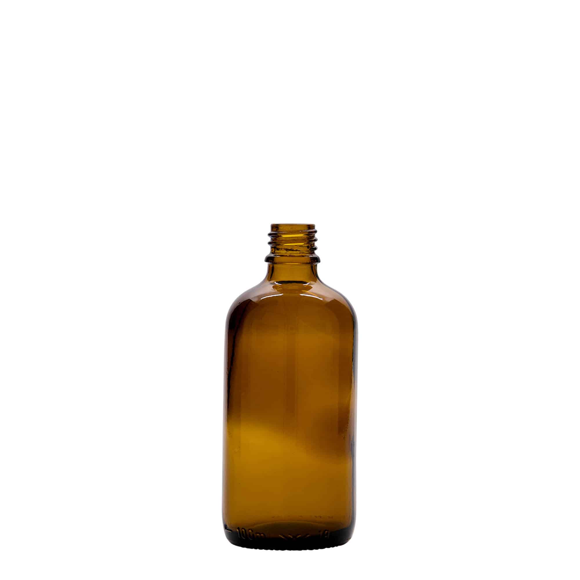 100 ml medisinsk flaske, glass, brun, åpning: DIN 18