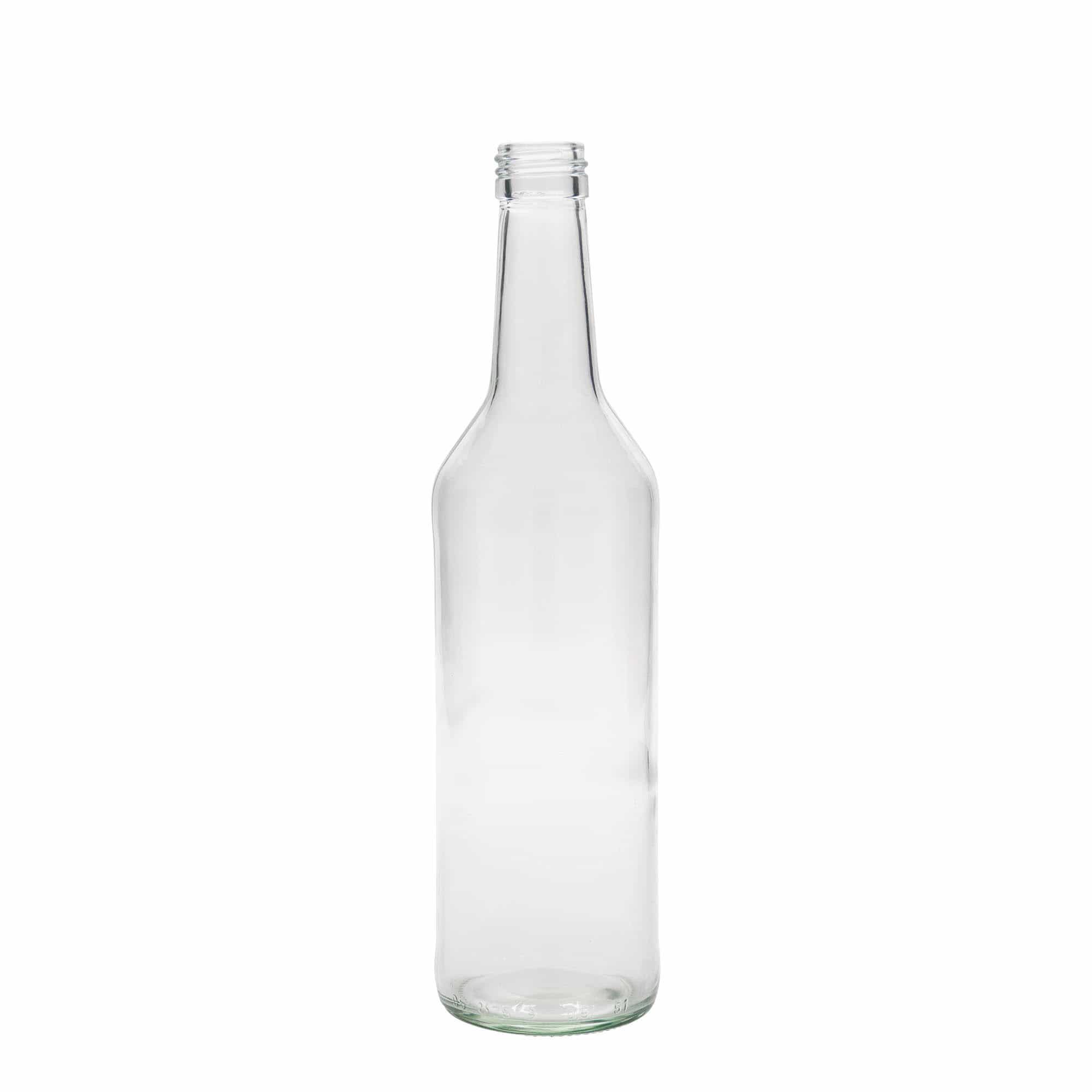 500 ml glassflaske med rett hals, åpning: PP 28