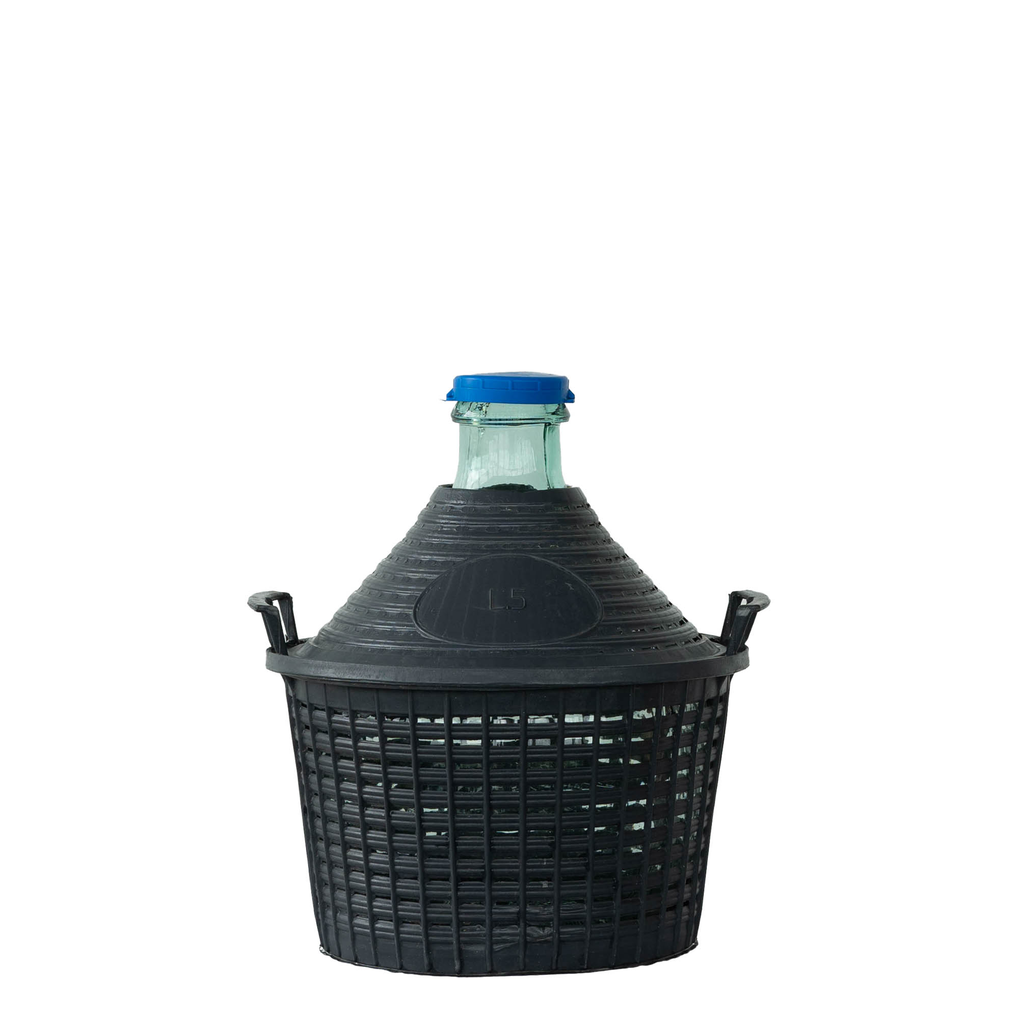 5 l ballongflaske med smal hals, glass, åpning: påleggslokk