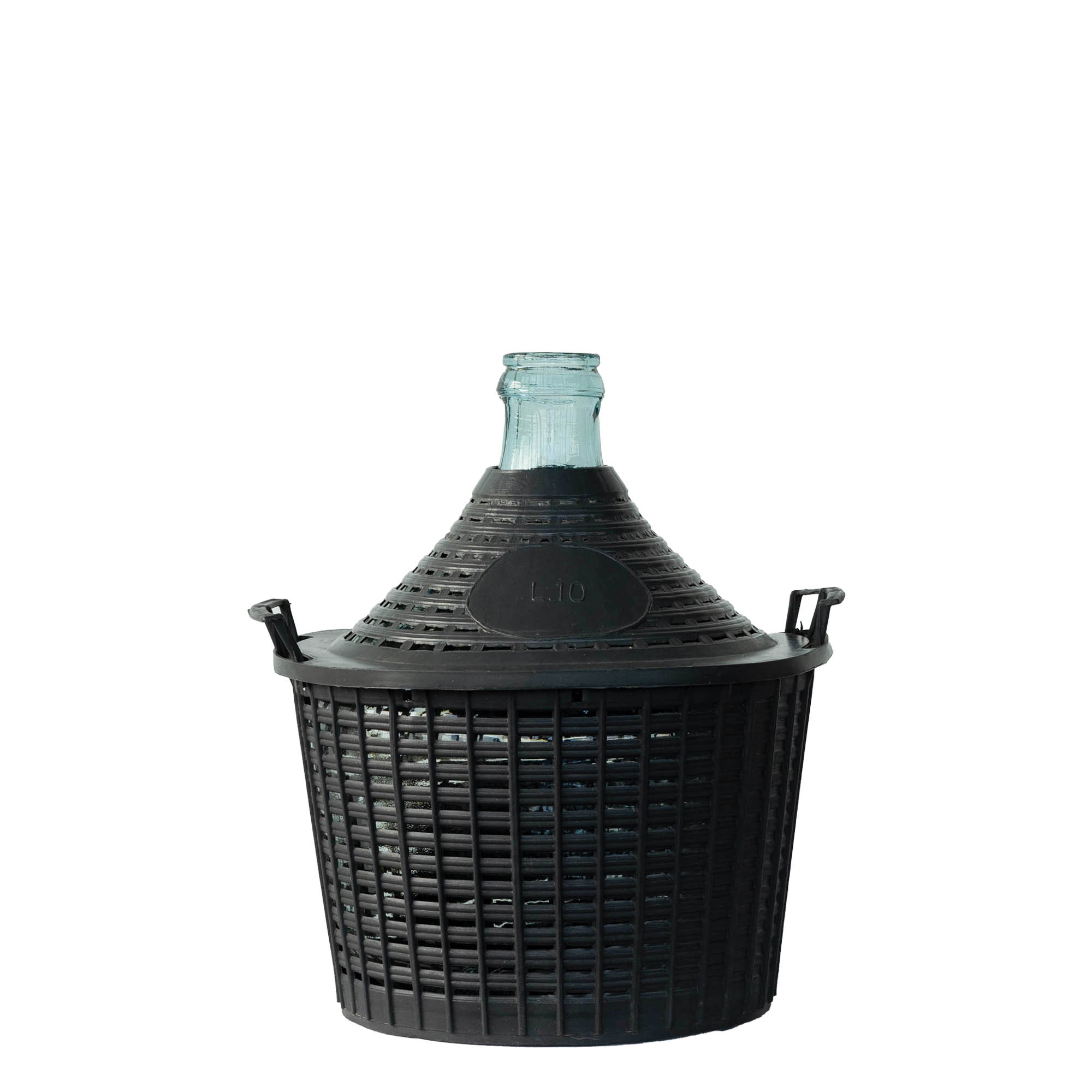 10 l ballongflaske med trang hals, glass, åpning: påleggslokk