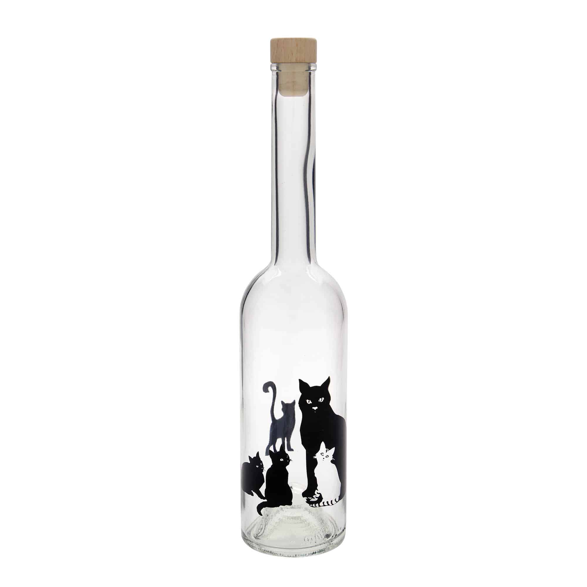 500 ml glassflaske "Opera", motiv: Katter, åpning: Kork