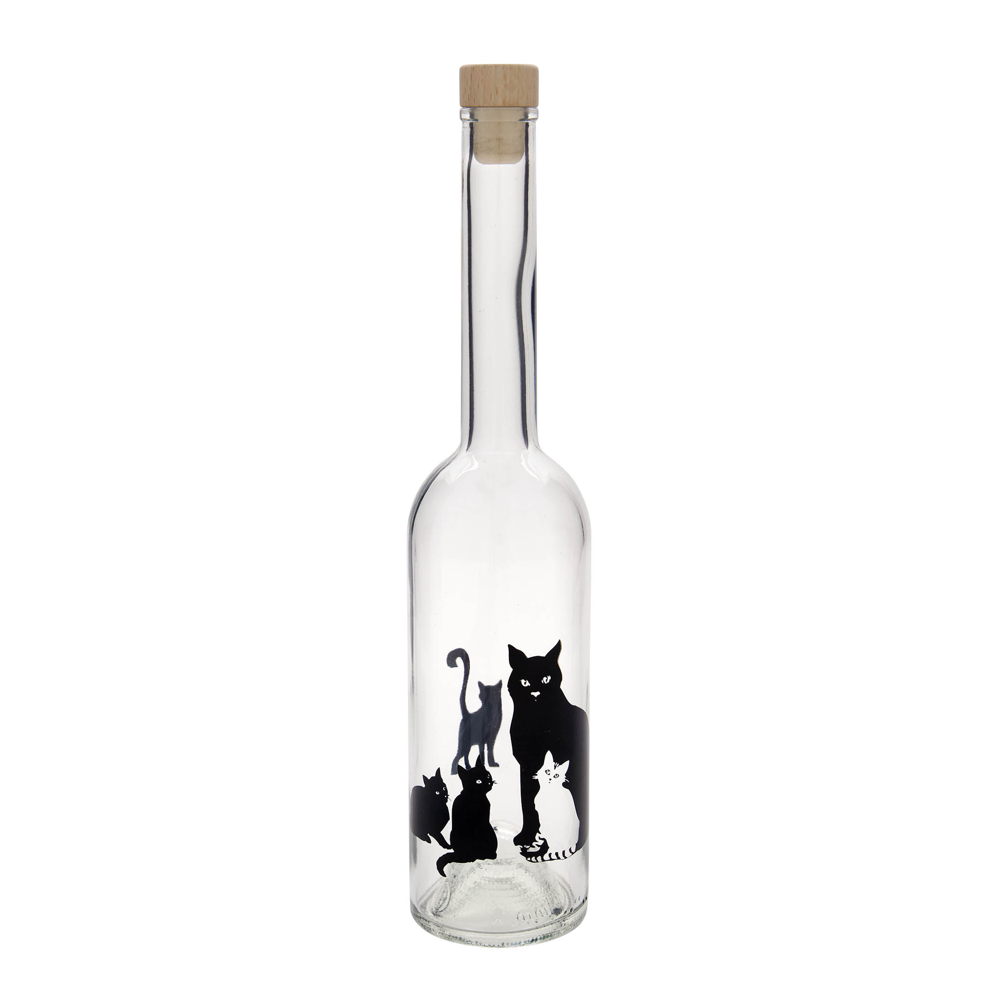 500 ml glassflaske 'Opera', motiv: katter, åpning: kork