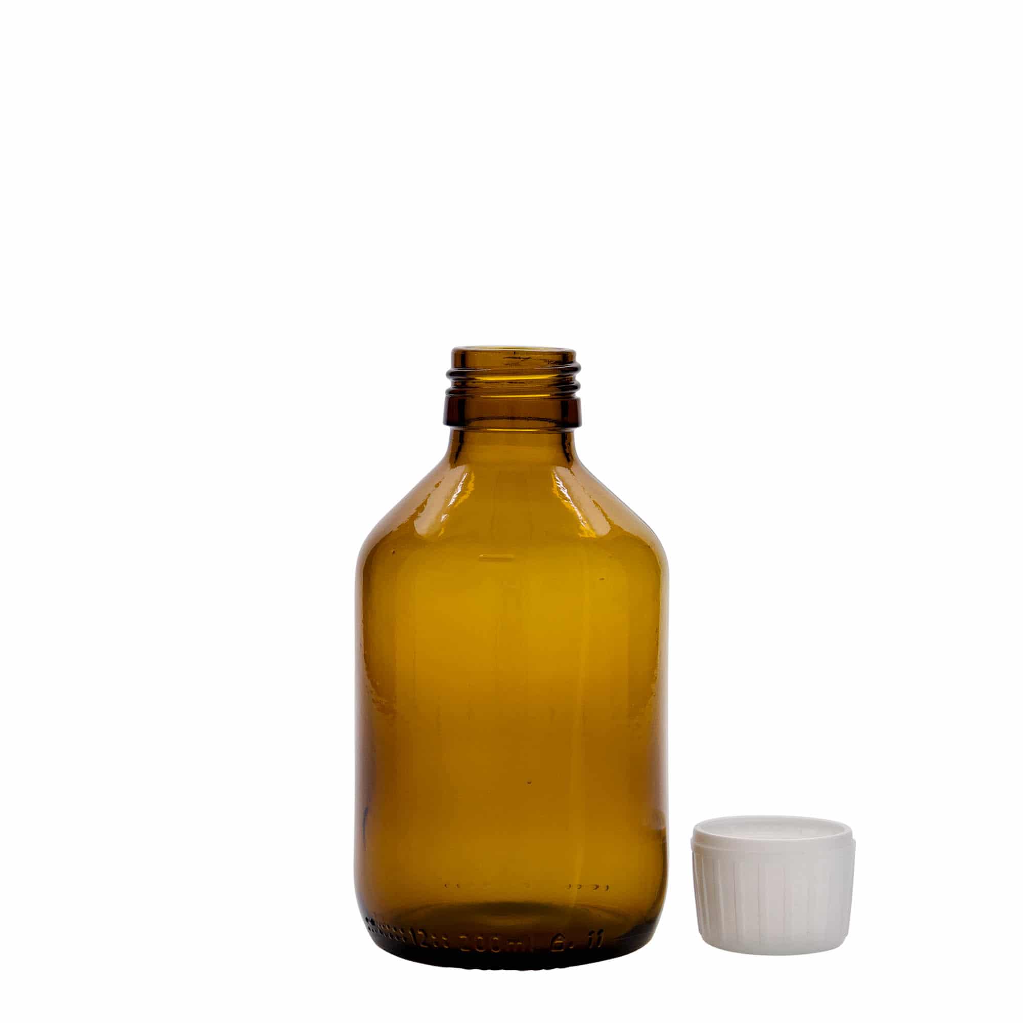 200 ml medisinflaske, brun, glass, åpning: PP 28