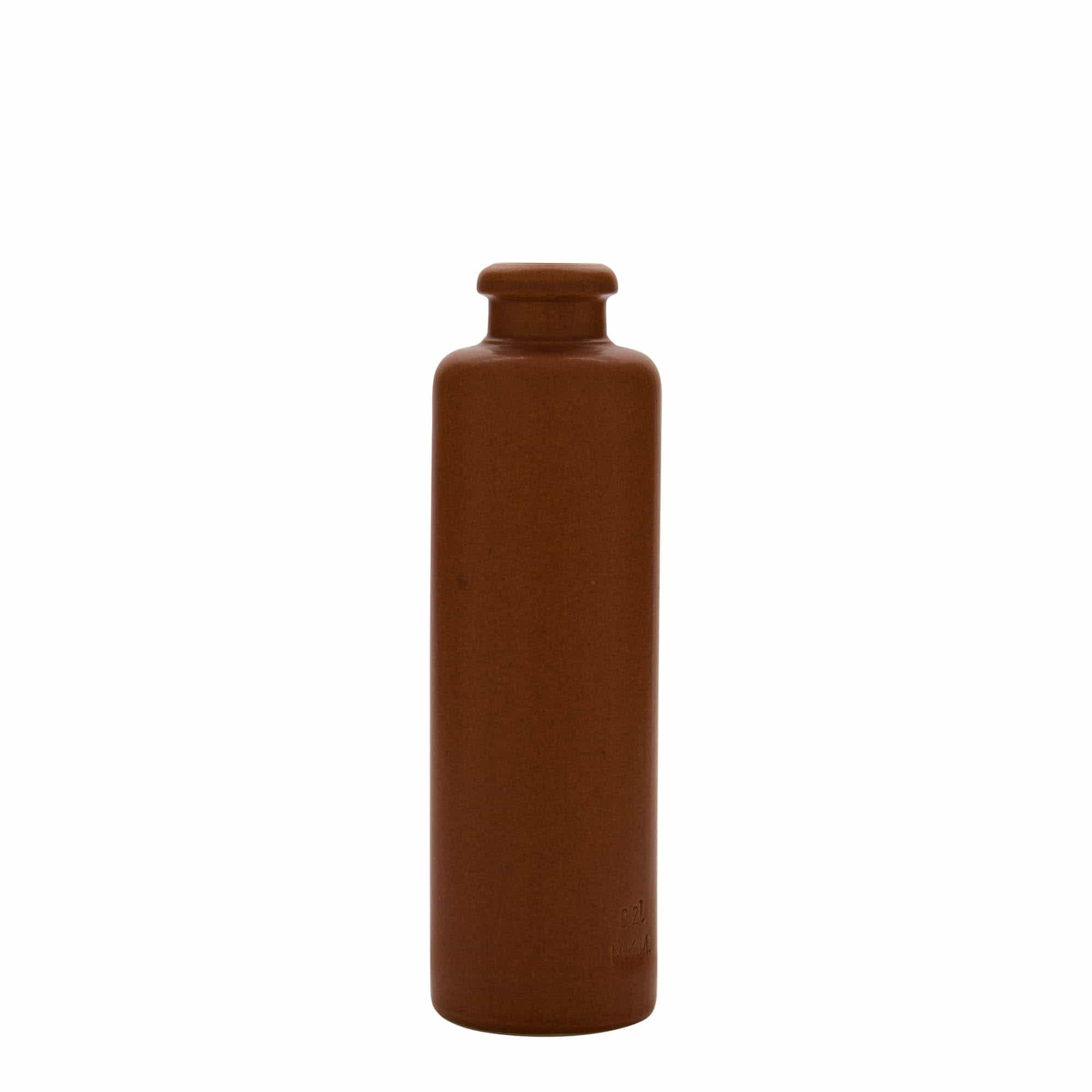 200 ml leirkrus, steintøy, rød-brun, åpning: Kork