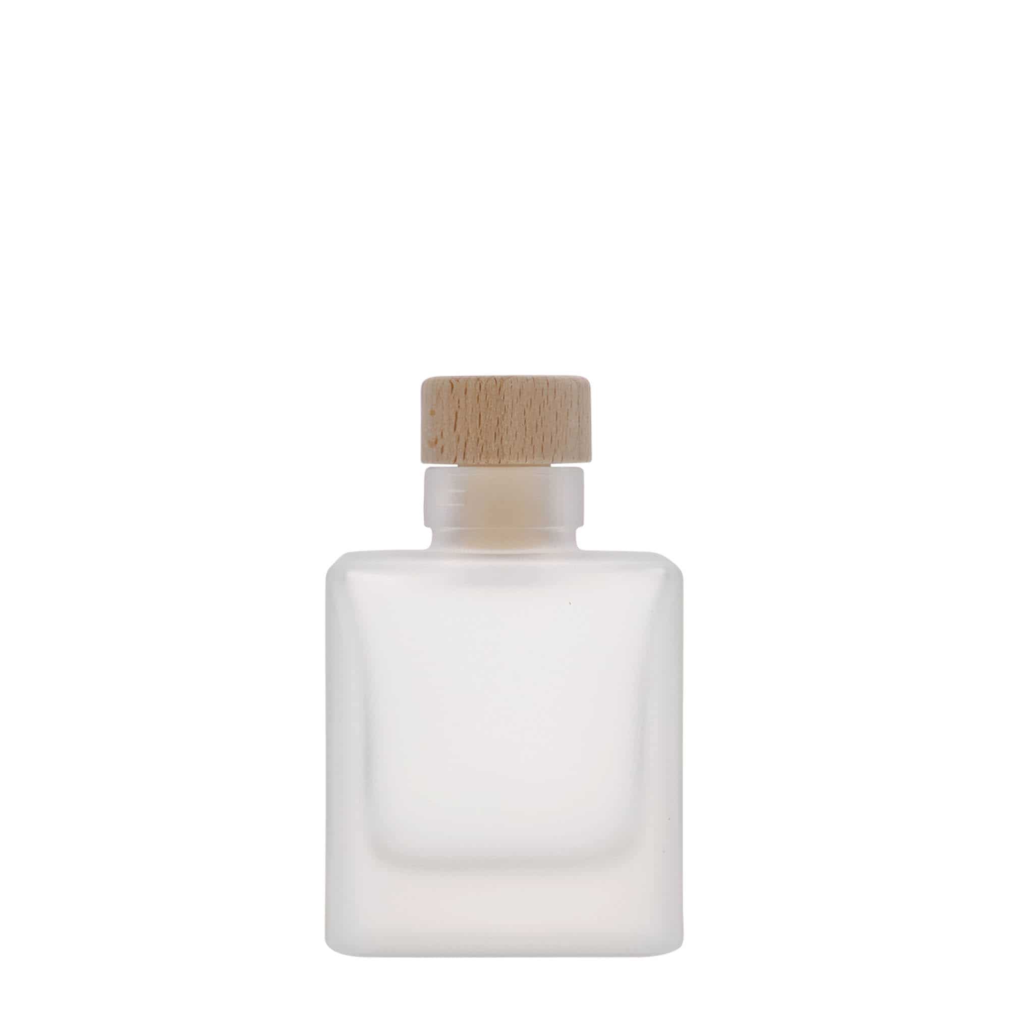100 ml glassflaske "Cube", kvadratisk, iset, åpning: Kork