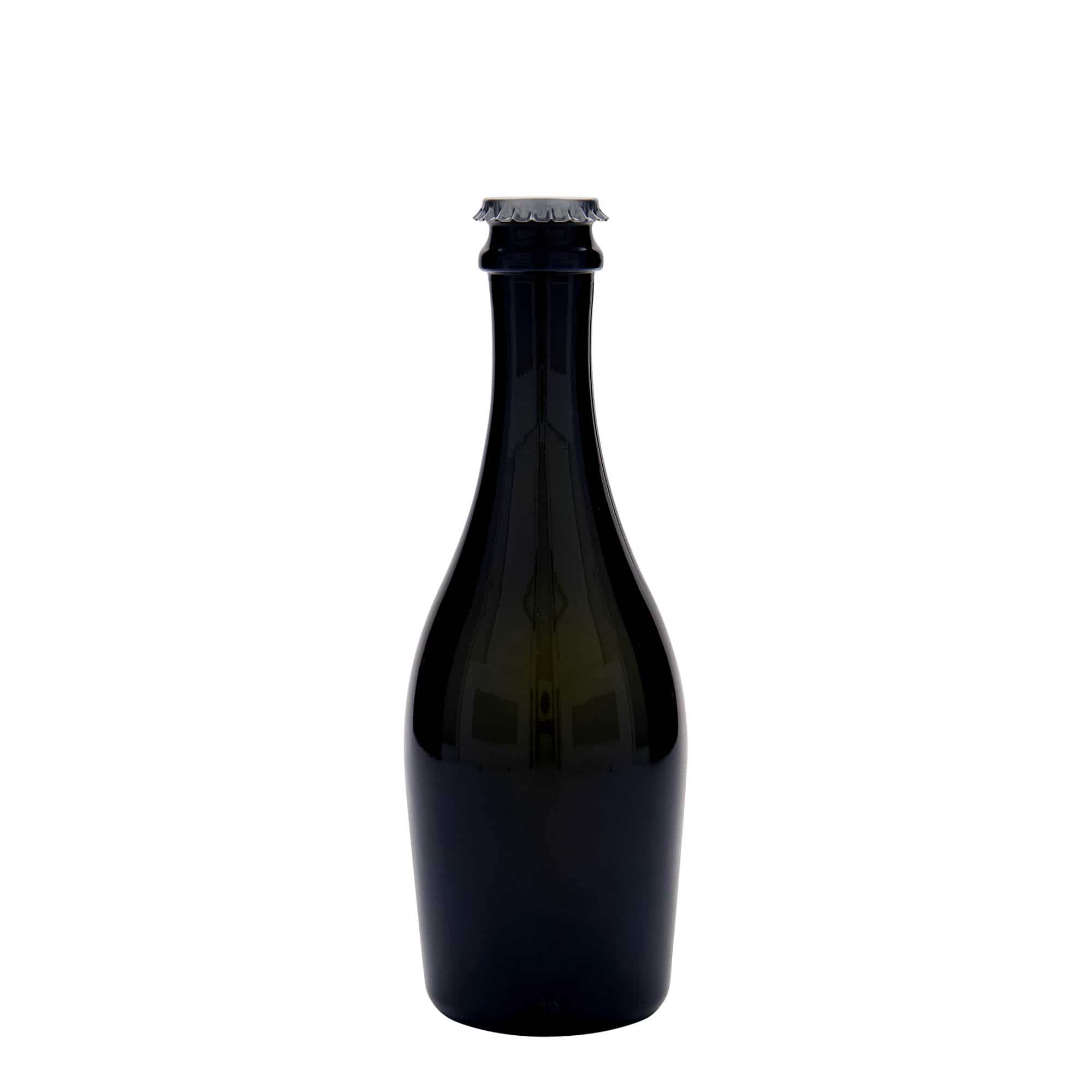 330 ml champagneflaske "Carmen", glass, antikkgrønn, åpning: Kronlokk