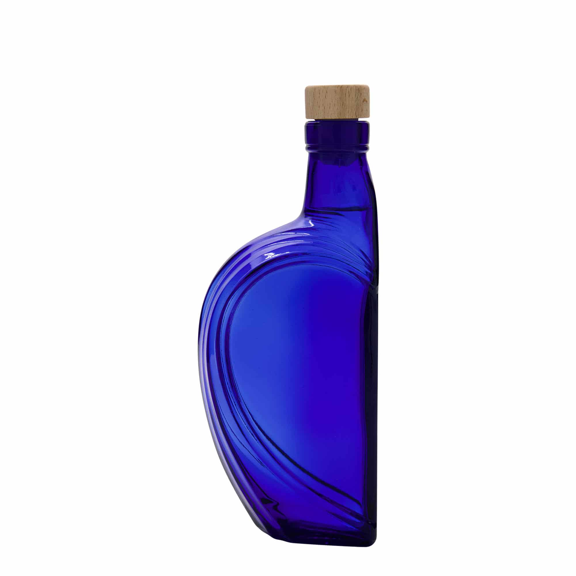375 ml glassflaske "Sweethearts", firkantet, royalblå, åpning: Kork