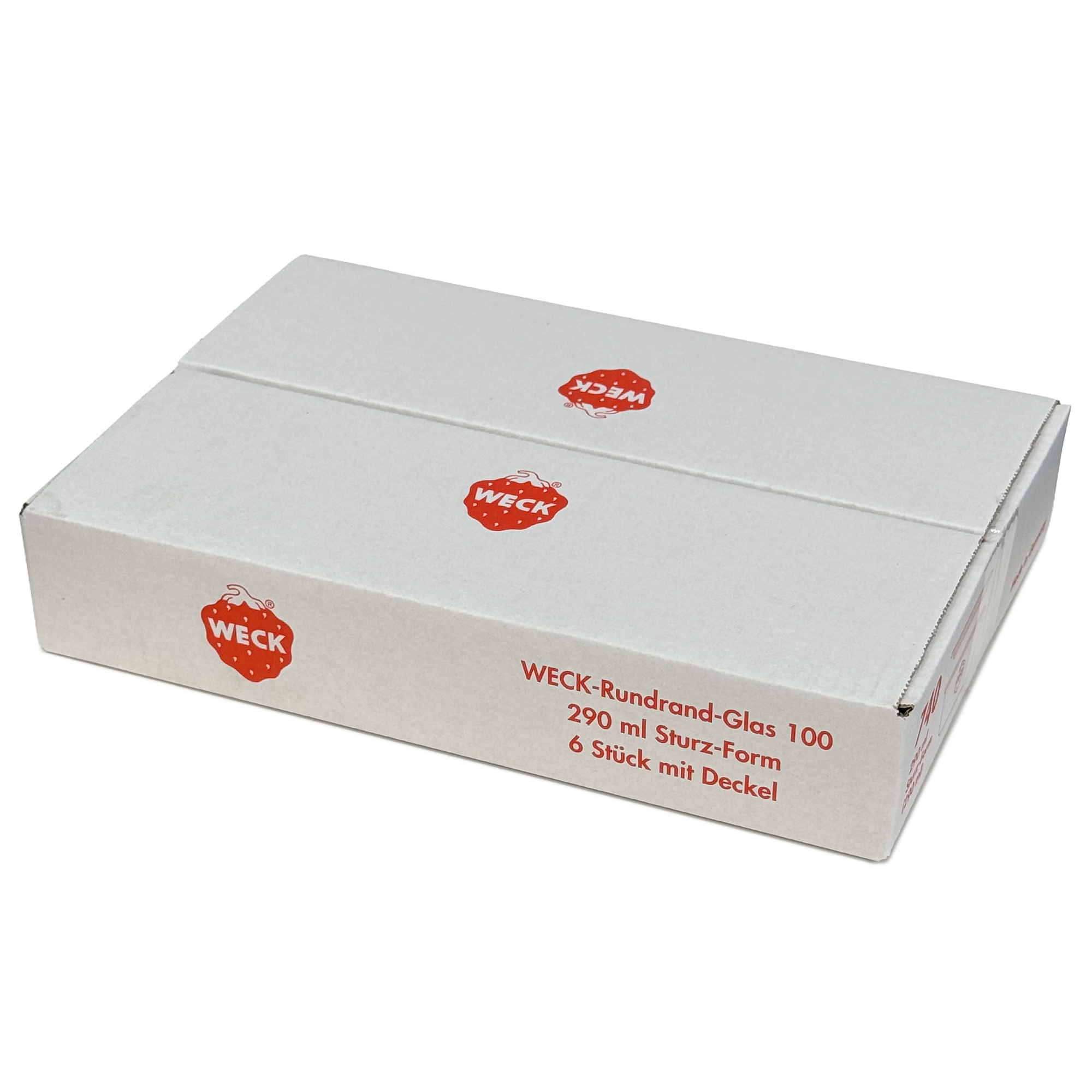 6x 290 ml lavt WECK-sylteglass av terrintype med glasslokk RR 100