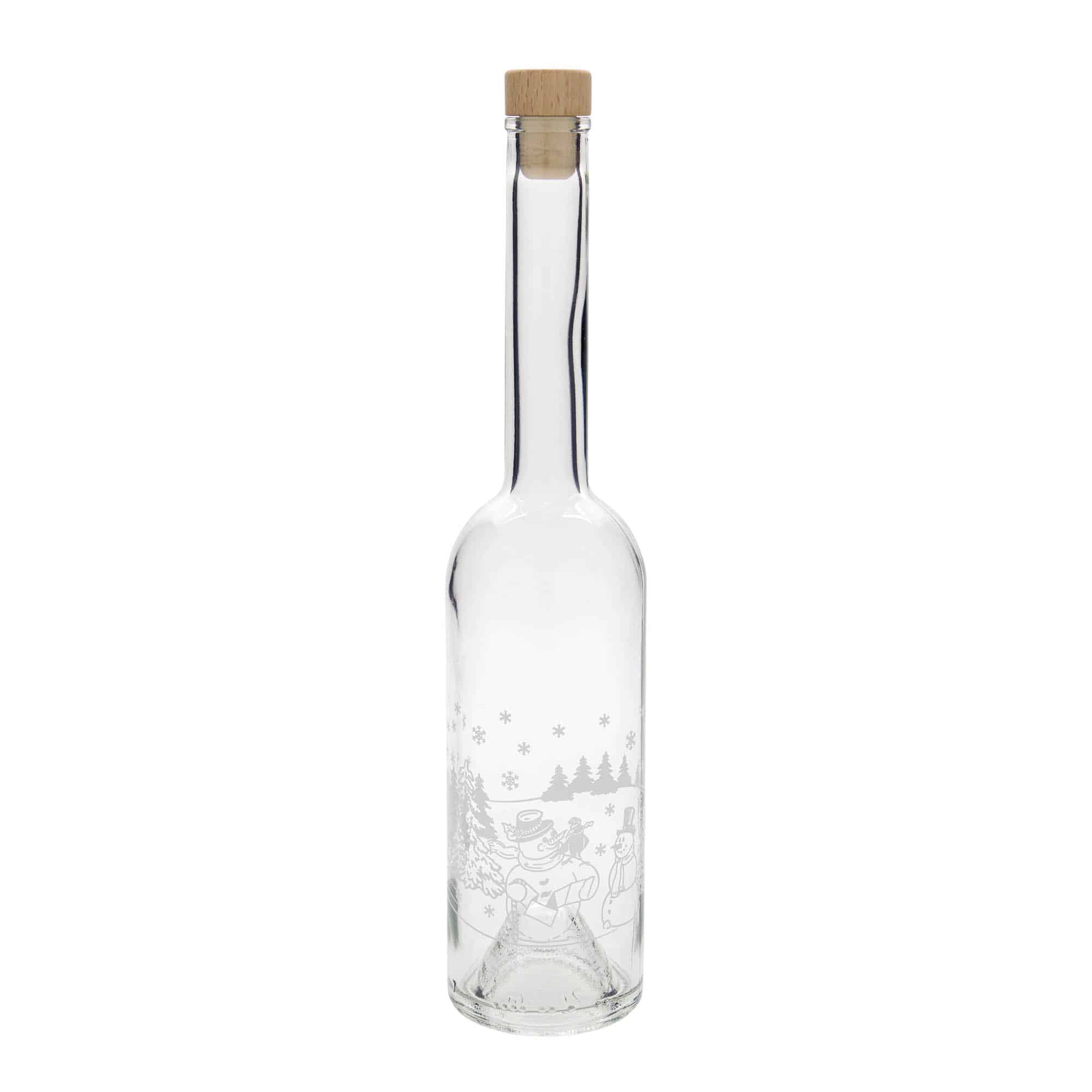 500 ml glassflaske "Opera", motiv: Snømannflaske, åpning: Kork