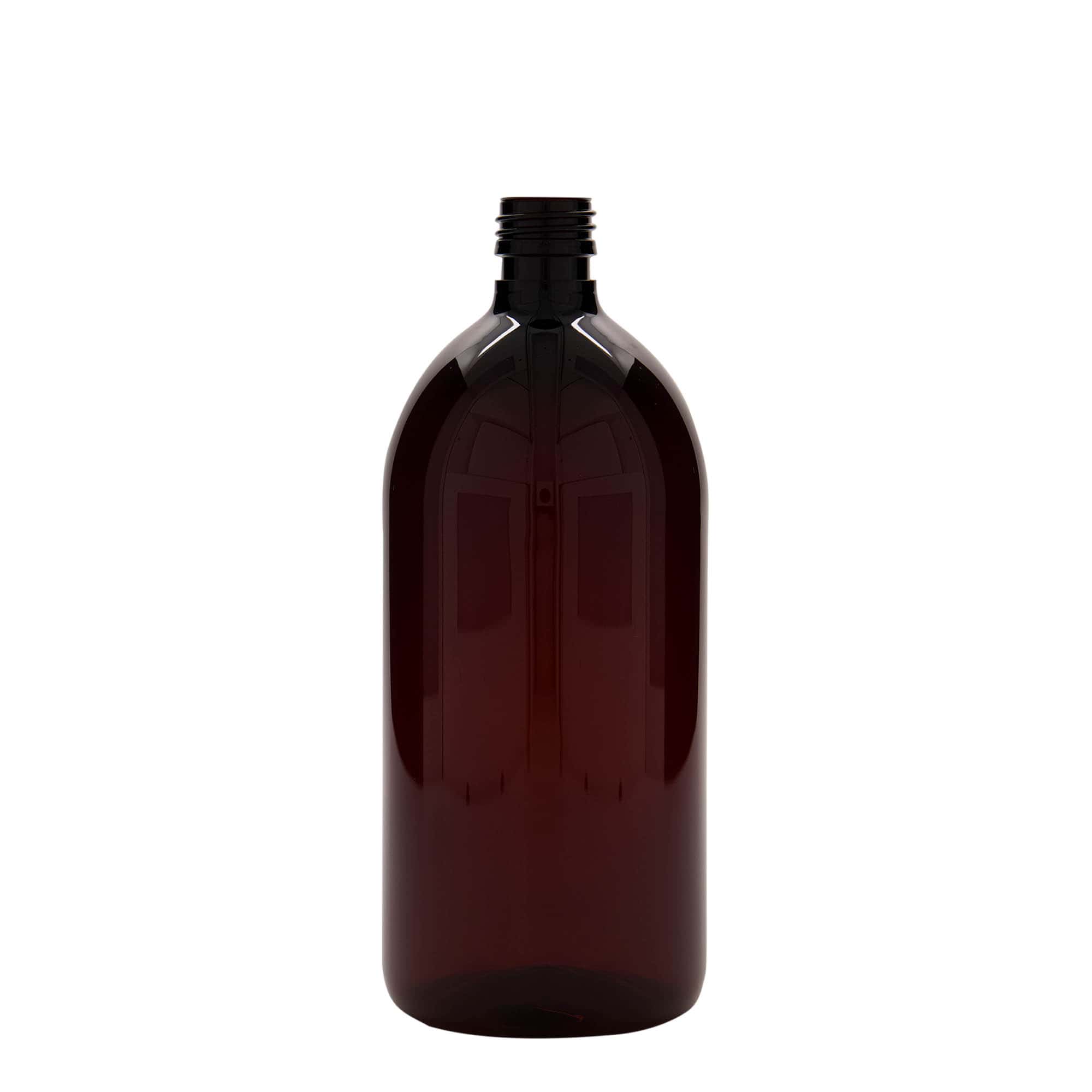 1000 ml PET-medisinflaske, brun, plast, åpning: PP 28 1000 ml PET-medisinflaske, brun, plast, åpning: PP 28