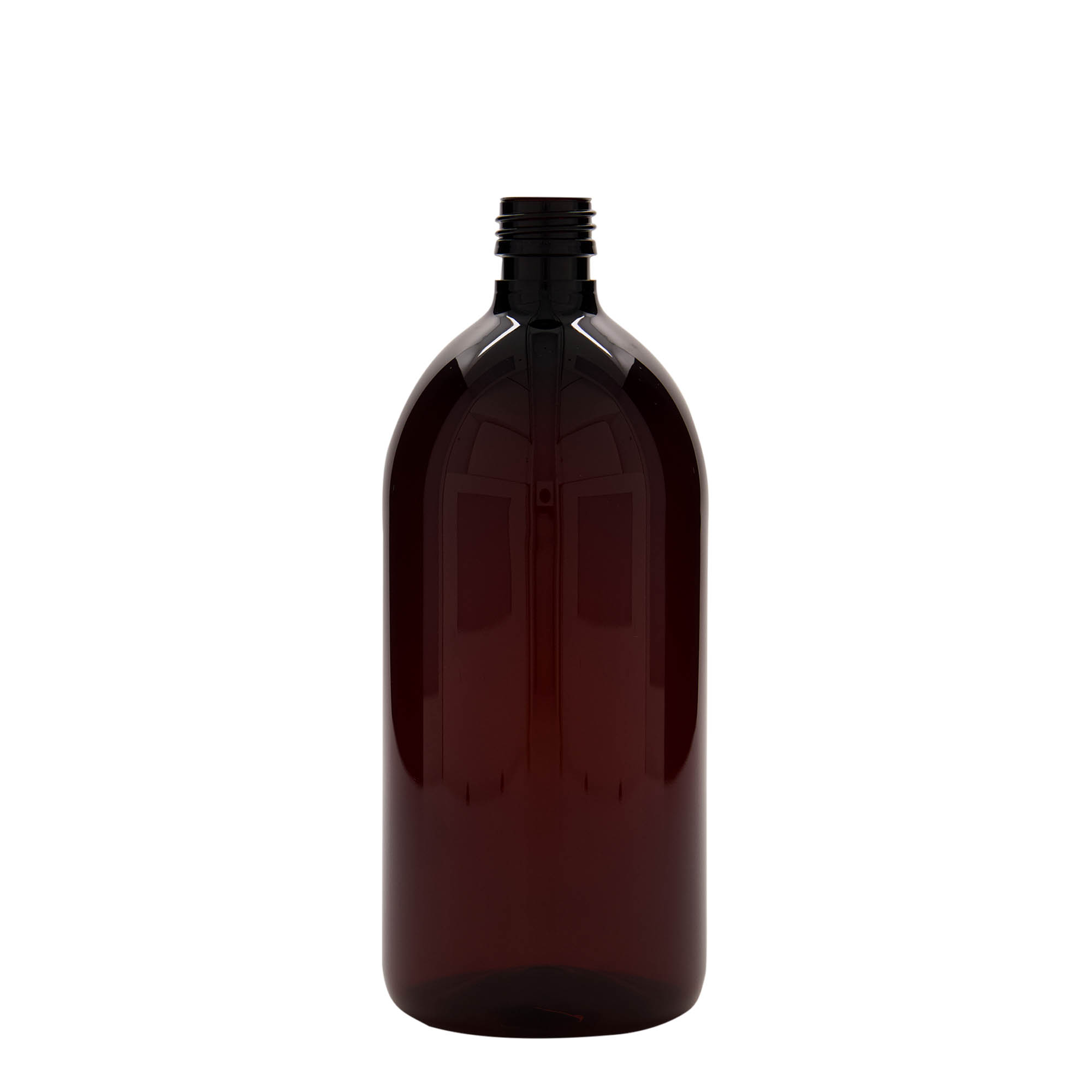 1.000 ml PET-medisinflaske, brun, plast, åpning: PP 28