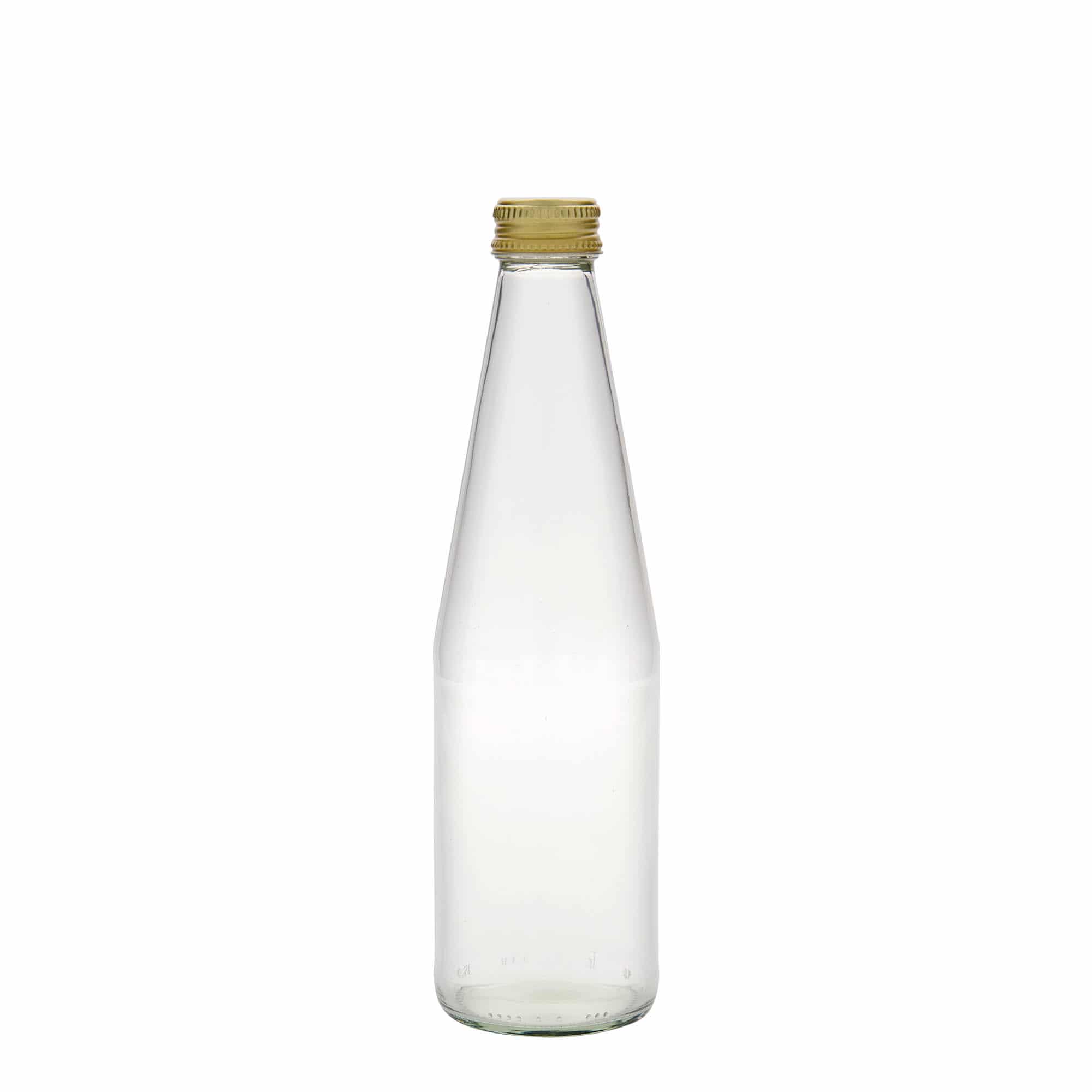 330 ml universalflaske med gulrotform, glass, åpning: PP 28