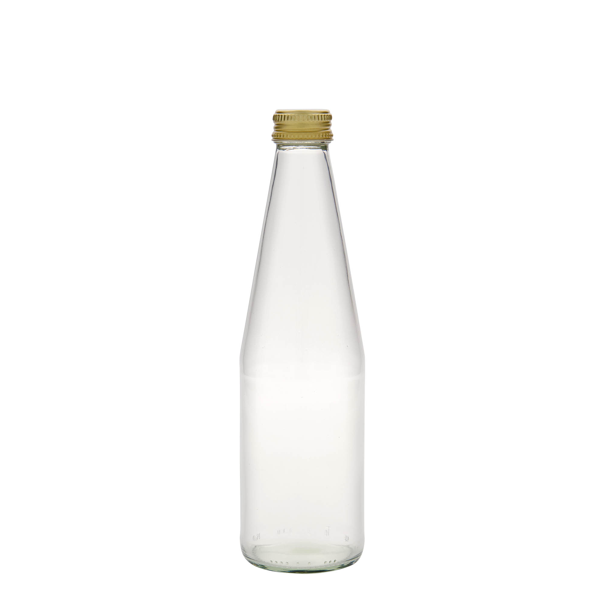 330 ml universell flaske gulrotform, glass, munnstykke: PP 28