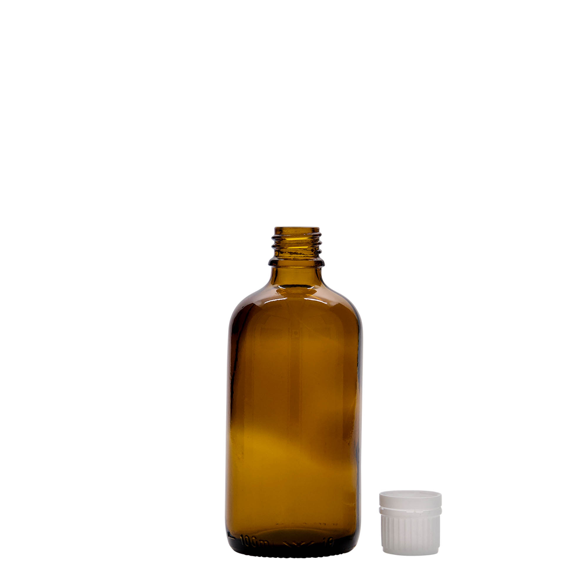 100 ml medisinsk flaske, glass, brun, åpning: DIN 18