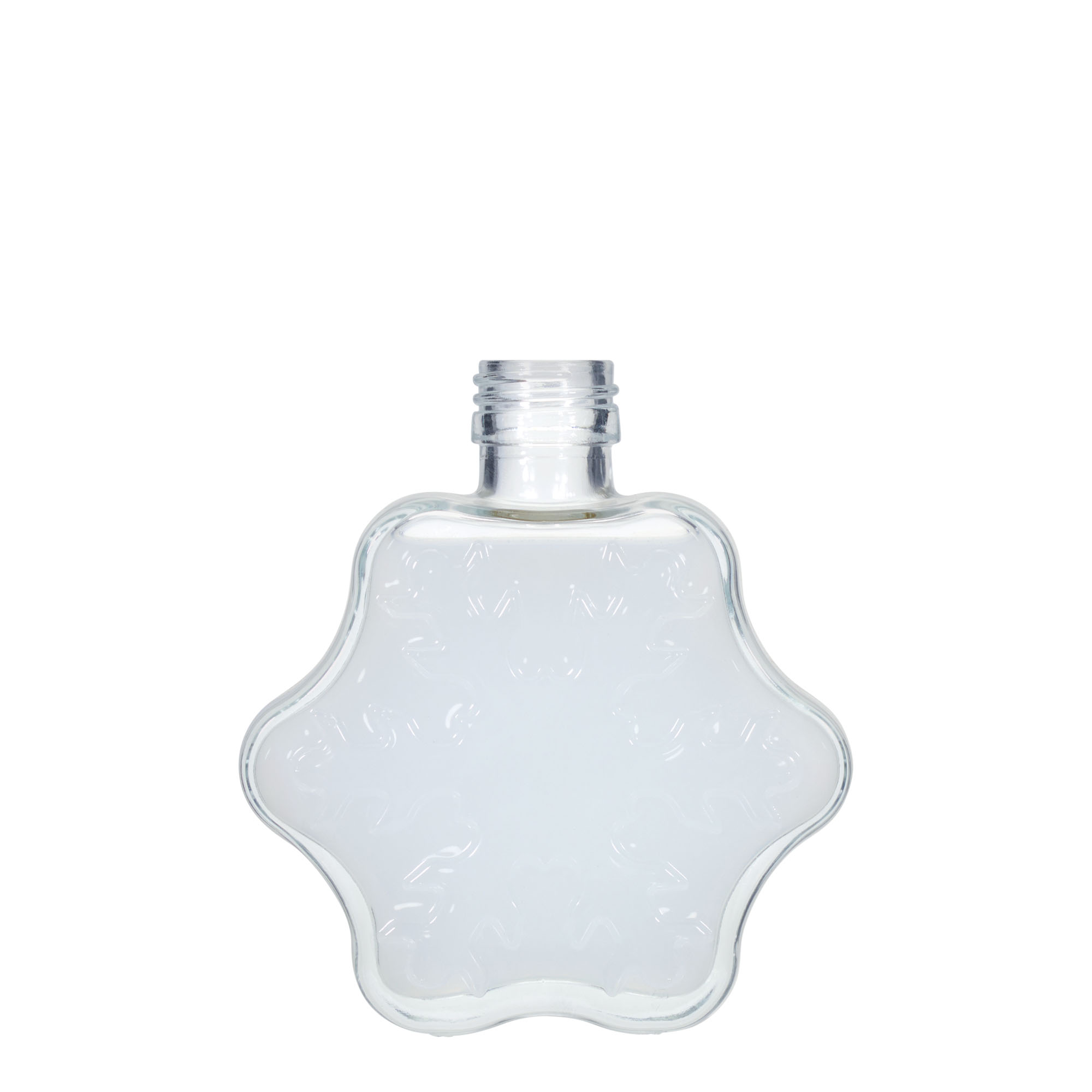 200 ml glassflaske 'Snøfnugg', åpning: PP 28