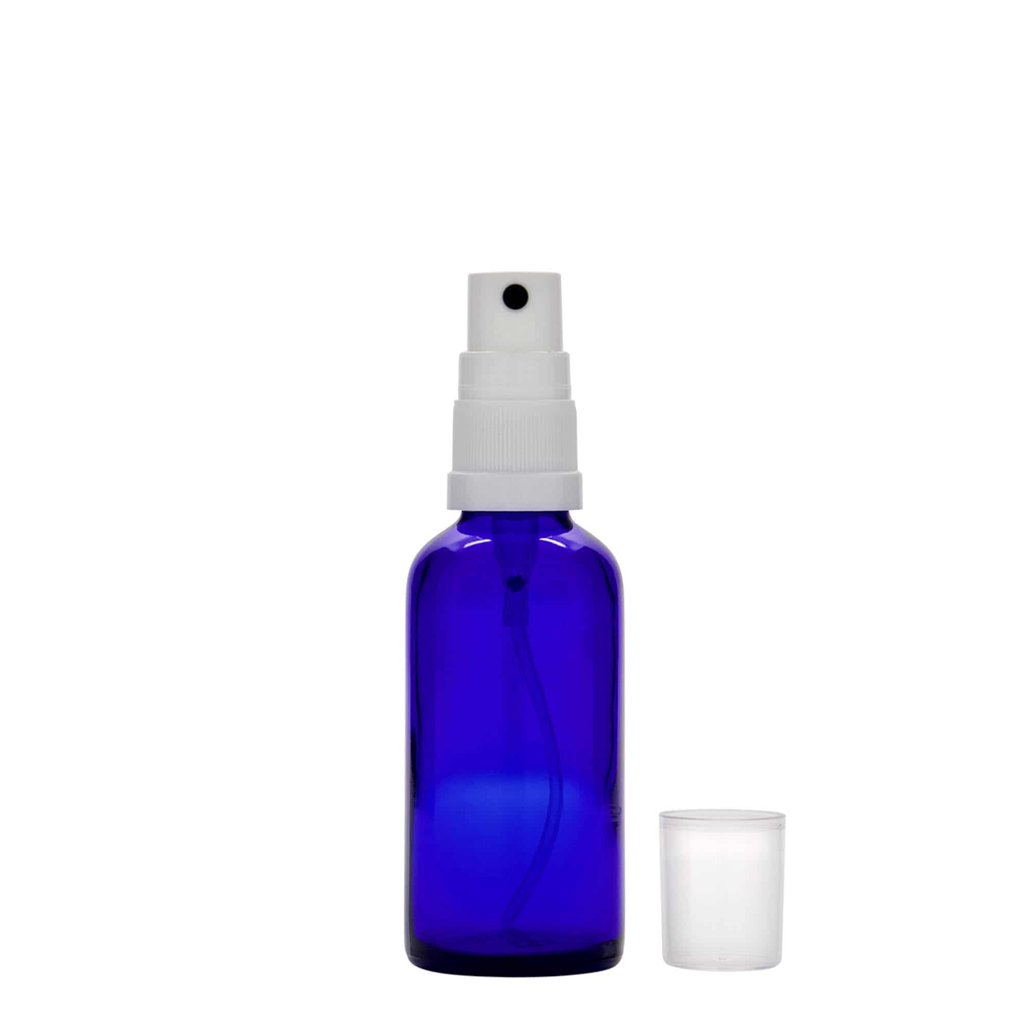 50 ml sprayflaske medisin, glass, kongeblå, åpning: DIN 18